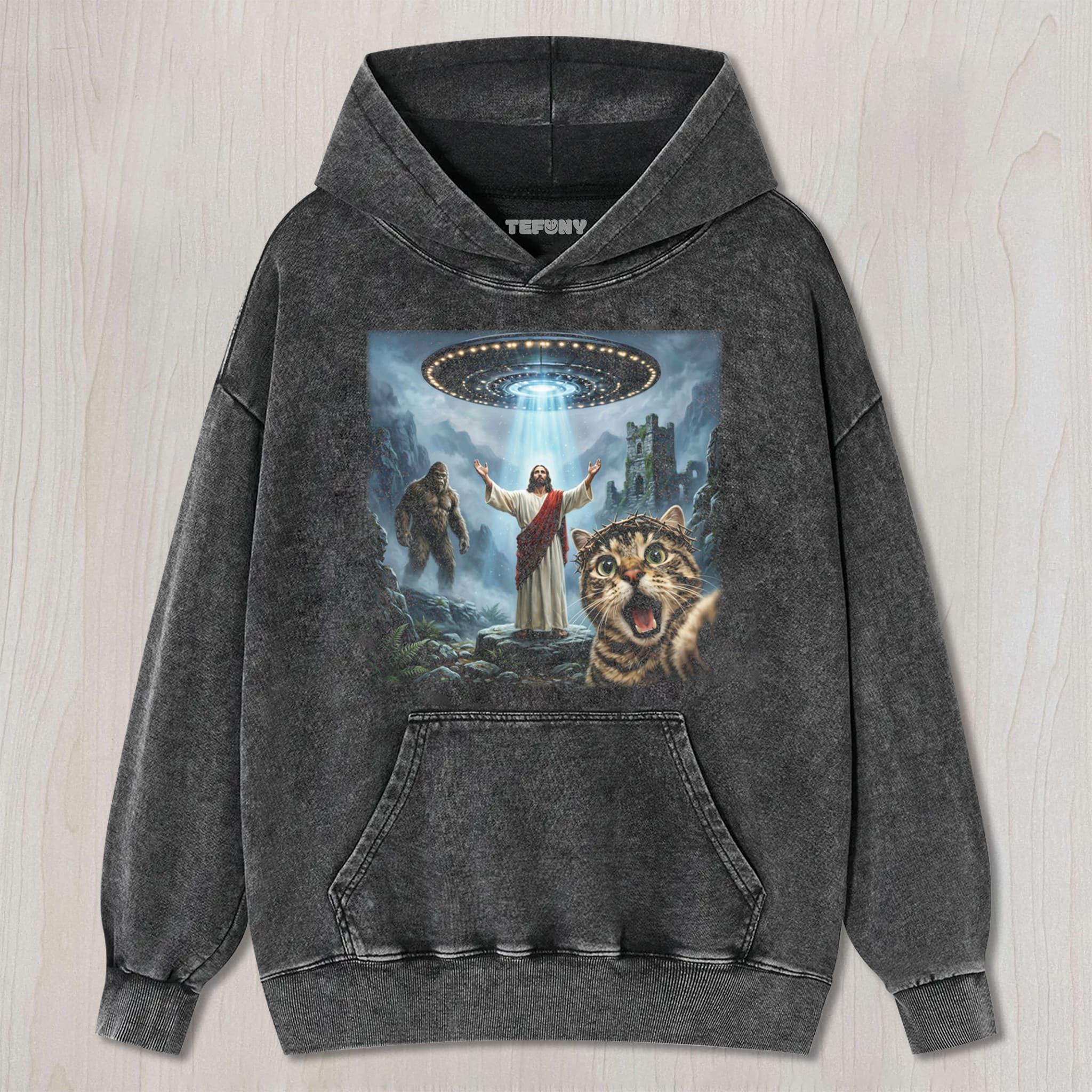 CAT SELFIE JESUS UNISEX TEE, TANK TOP, LAYERED LS, SWEATSHIRT & HOODIE