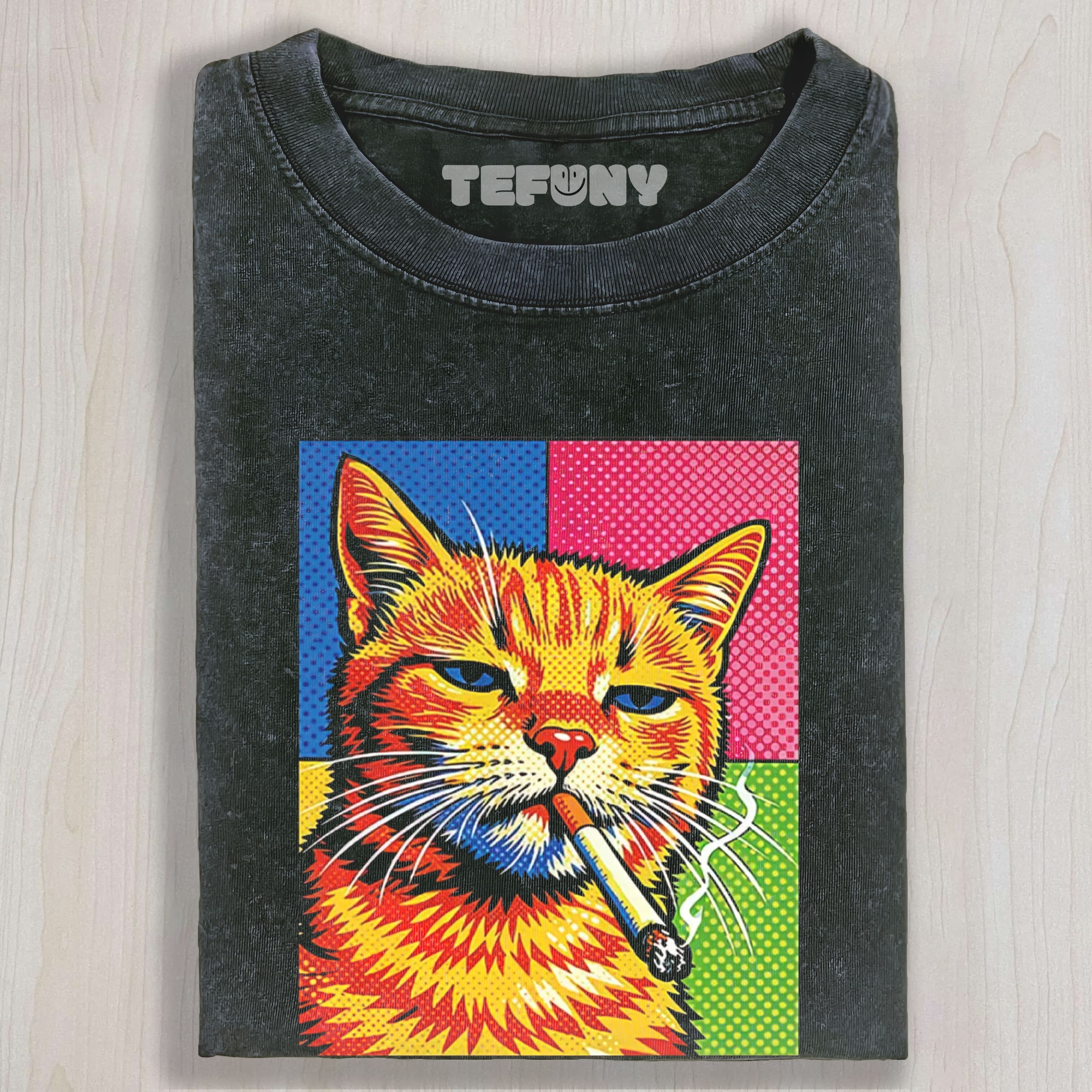 CAT SMOKING CIGARETTE UNISEX TEE, TANK TOP, LAYERED LS, SWEATSHIRT & HOODIE