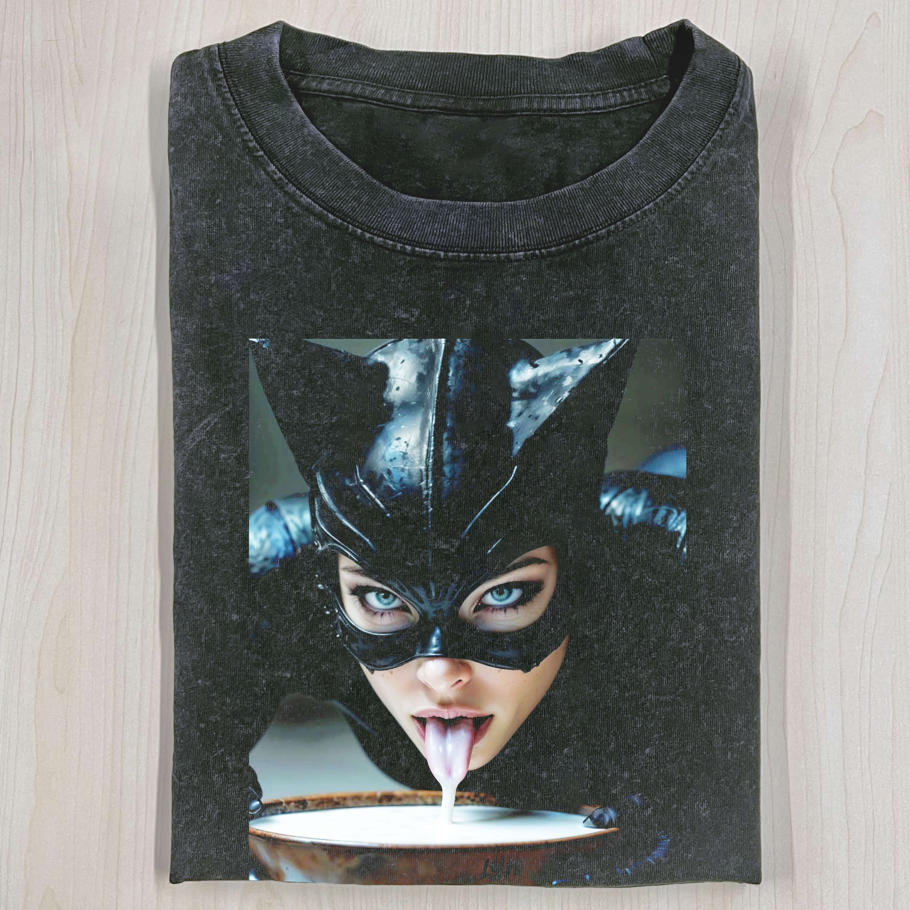CATWOMAN DRINKING MILK T-SHIRT