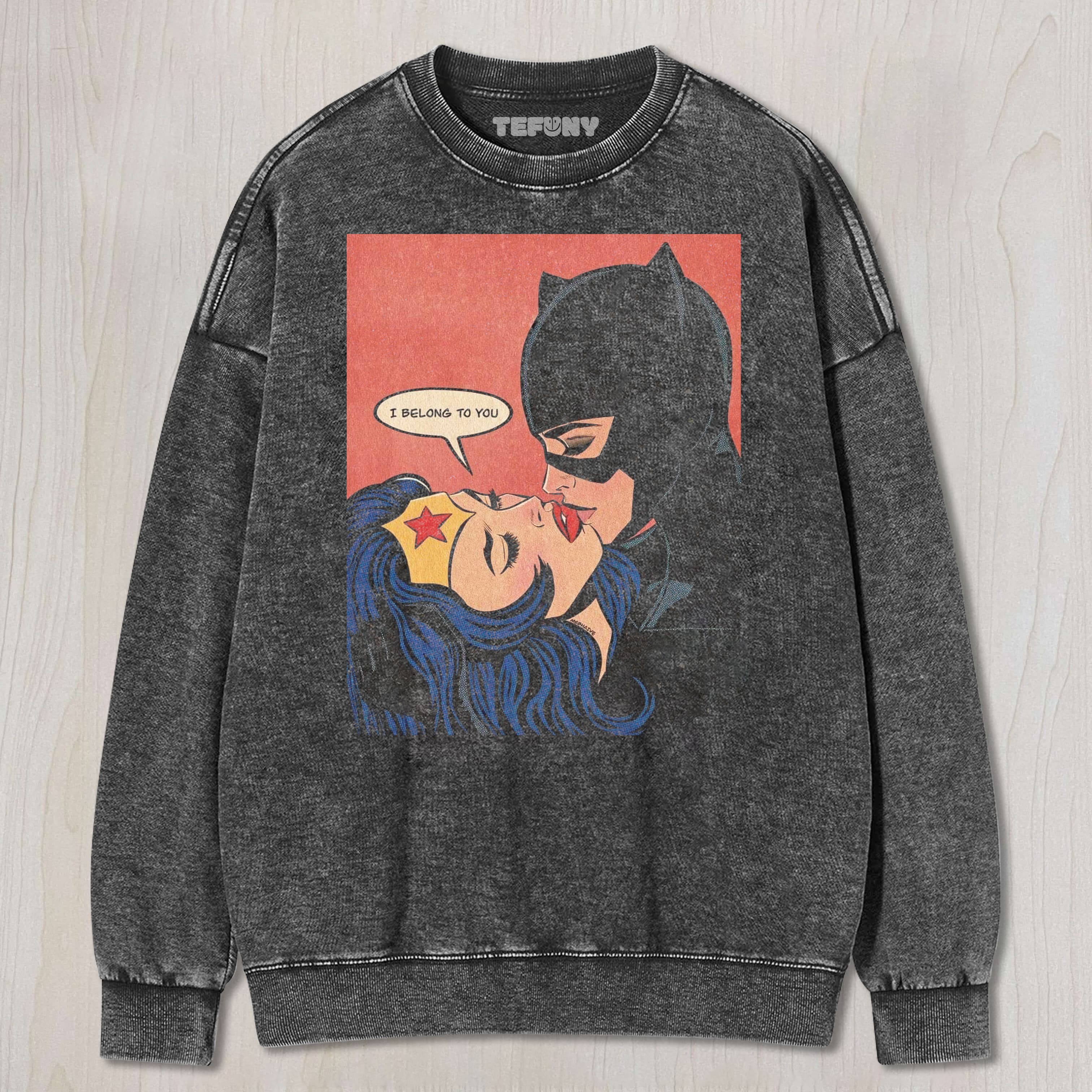 CATW AND WONDER WOMAN KISS UNISEX TEE, TANK TOP, LAYERED LS, SWEATSHIRT & HOODIE