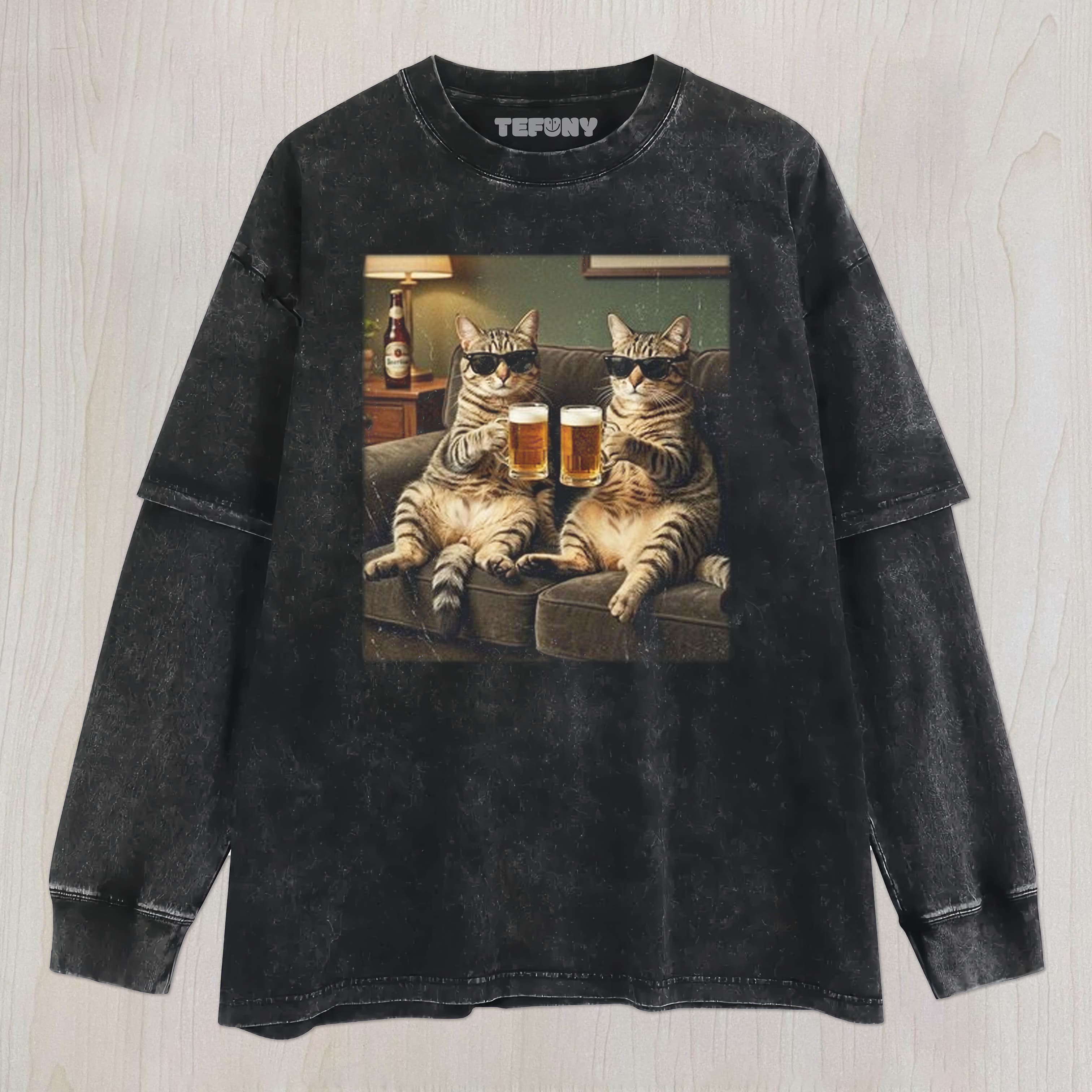 CAT BEER MEME V3 UNISEX TEE, TANK TOP, LAYERED LS, SWEATSHIRT & HOODIE