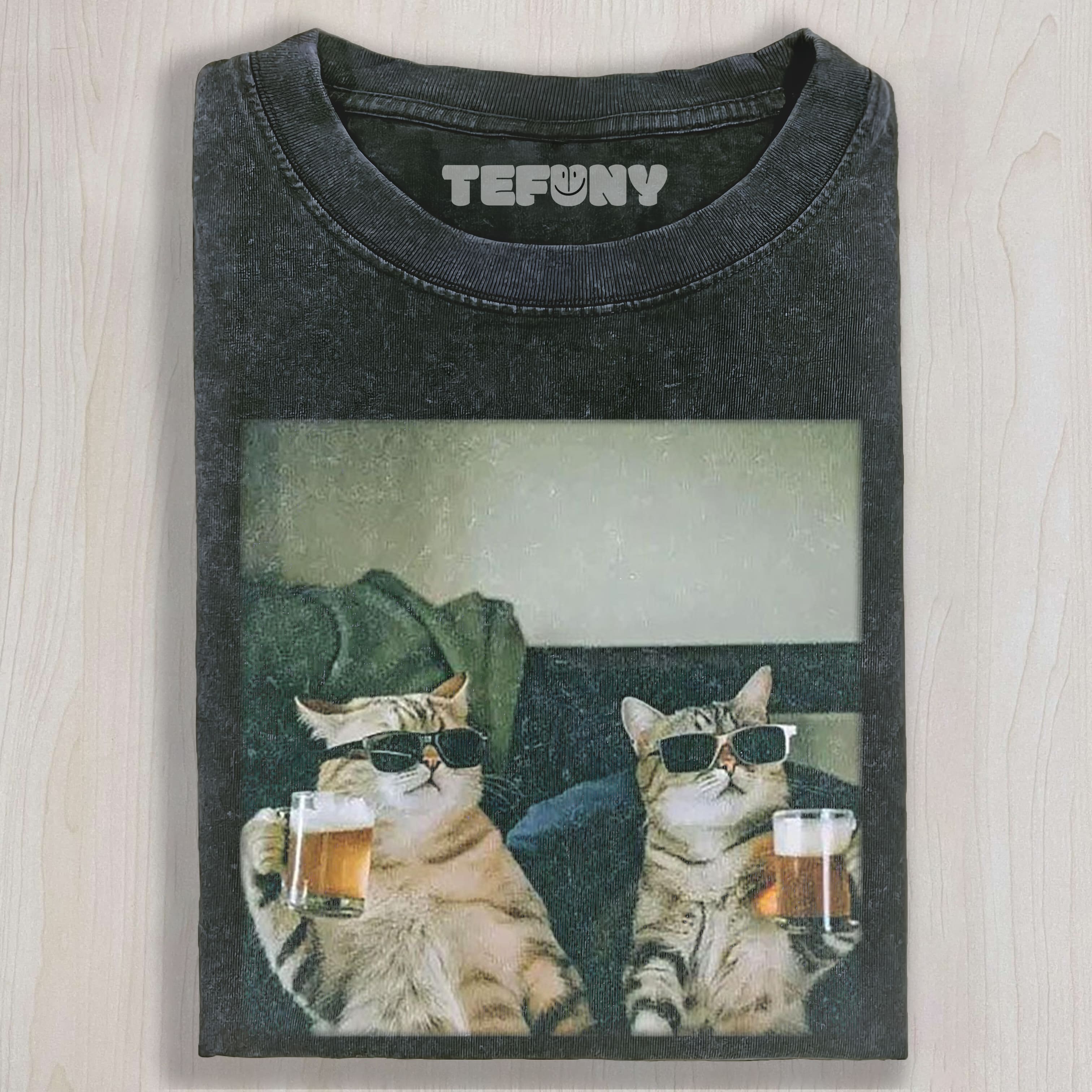 CAT BEER MEME V5 UNISEX TEE, TANK TOP, LAYERED LS, SWEATSHIRT & HOODIE