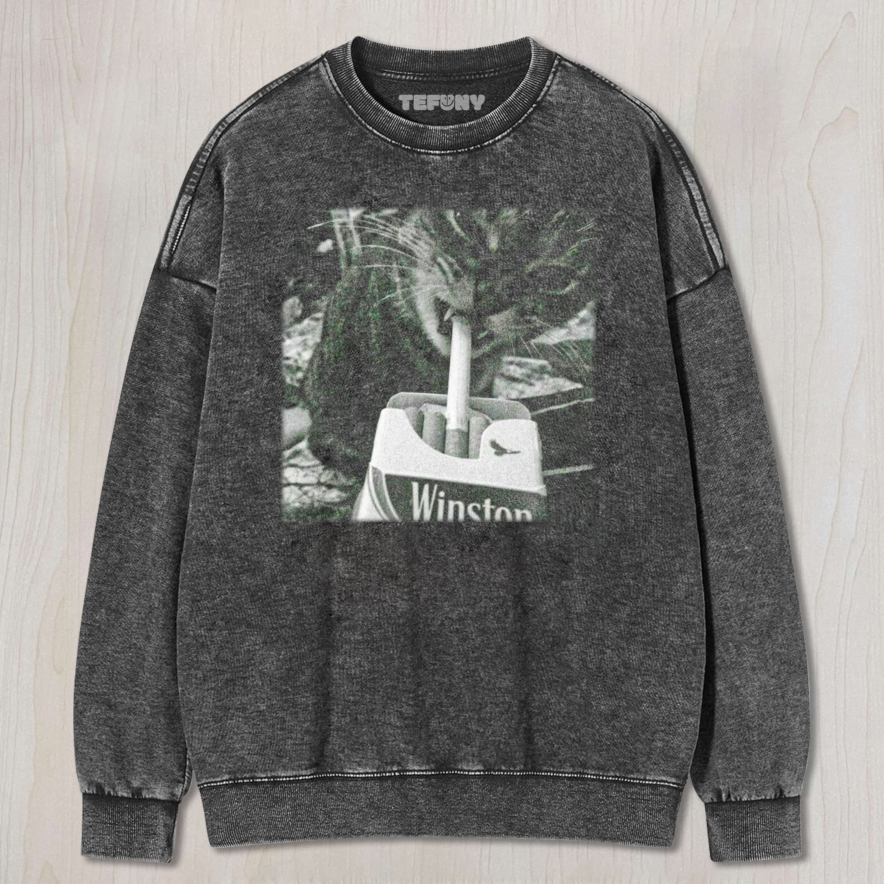 CAT BITING WINSTON CIGARETTE TEE & SWEAT & HOOD