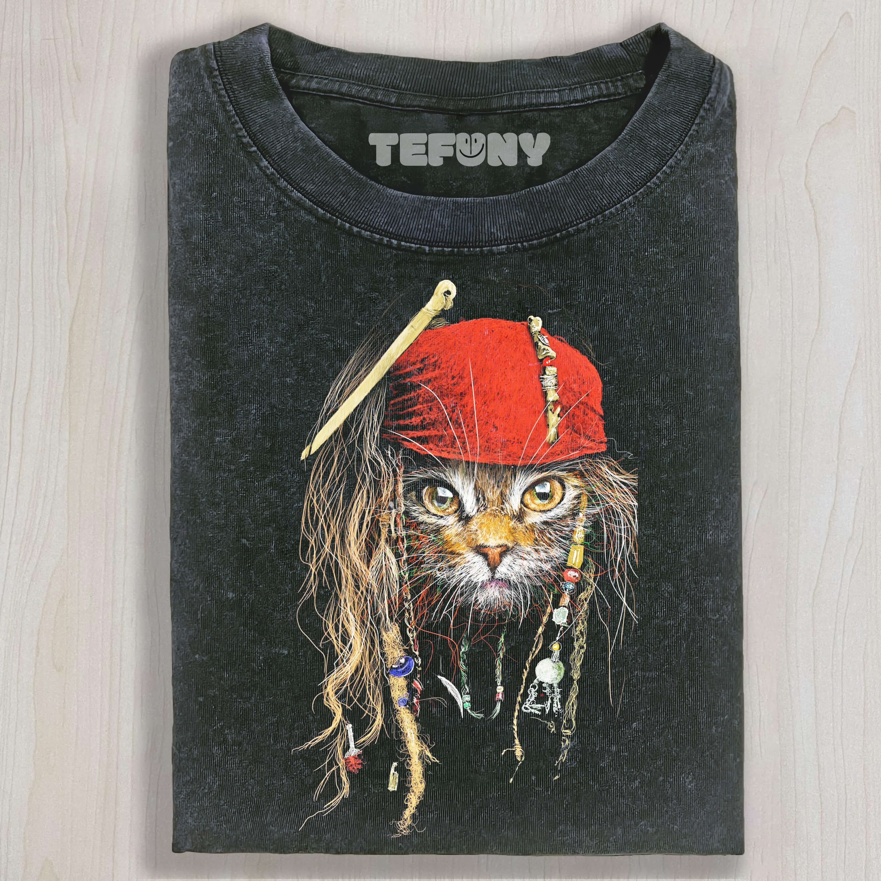 CAT DRESSED AS CAPTAIN JACK SPARROW T-SHIRT