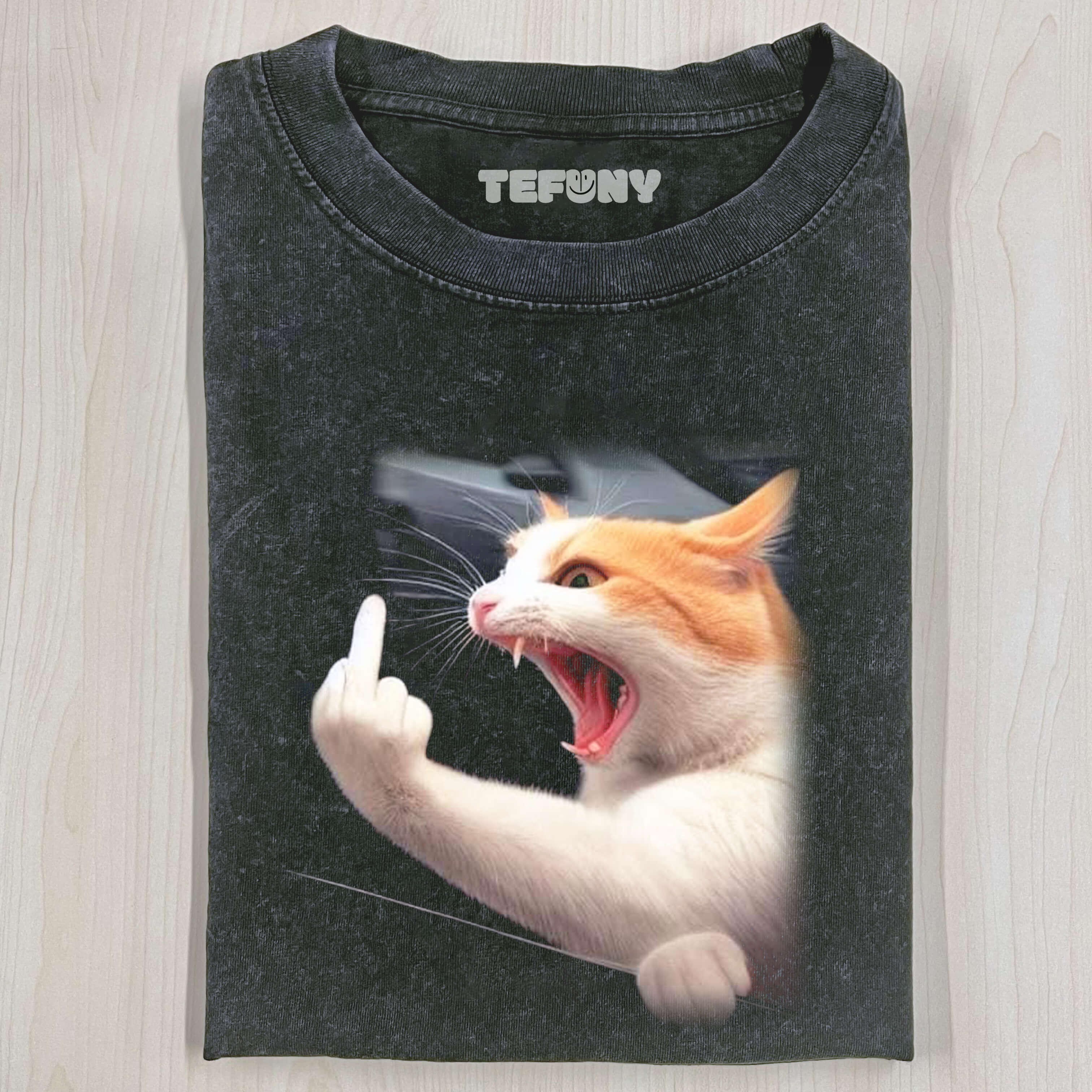 CAT GIVING THE MIDDLE FINGER T-SHIRT