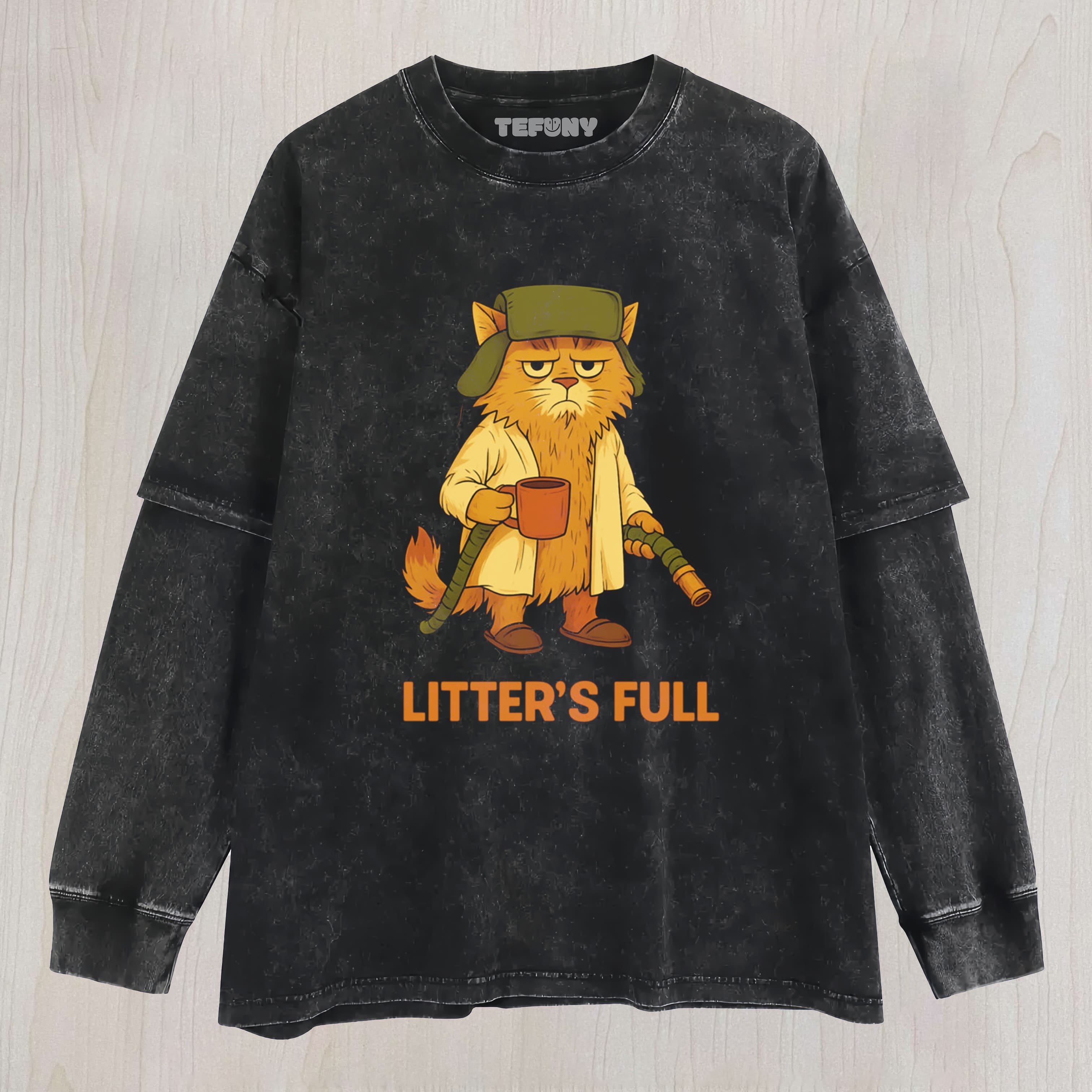 CAT MEME LITTER'S FULL LAYERED LONG SLEEVE