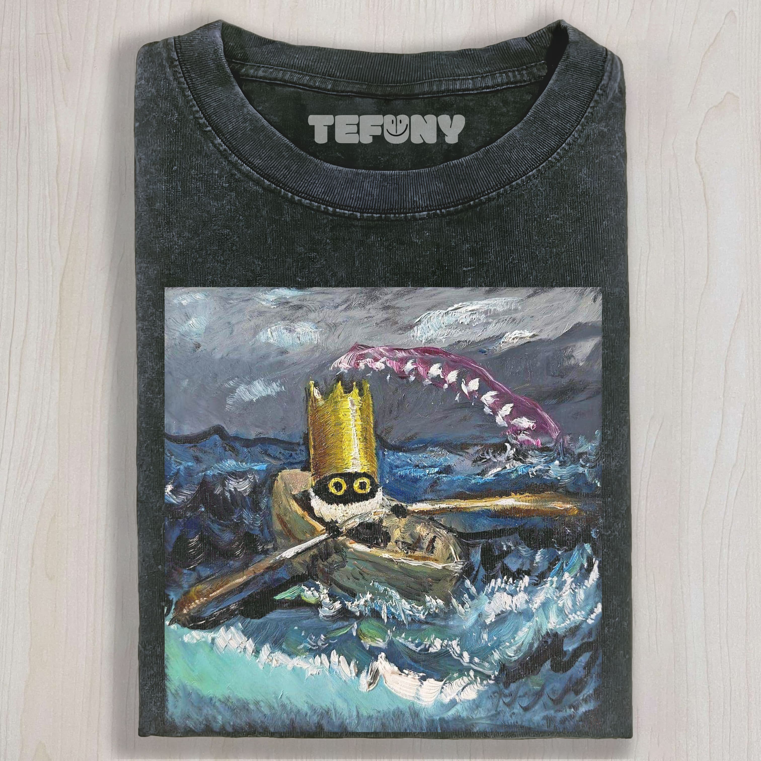 CAT ROWING A BOAT ON THE SEA TEE & SWEAT & HOOD