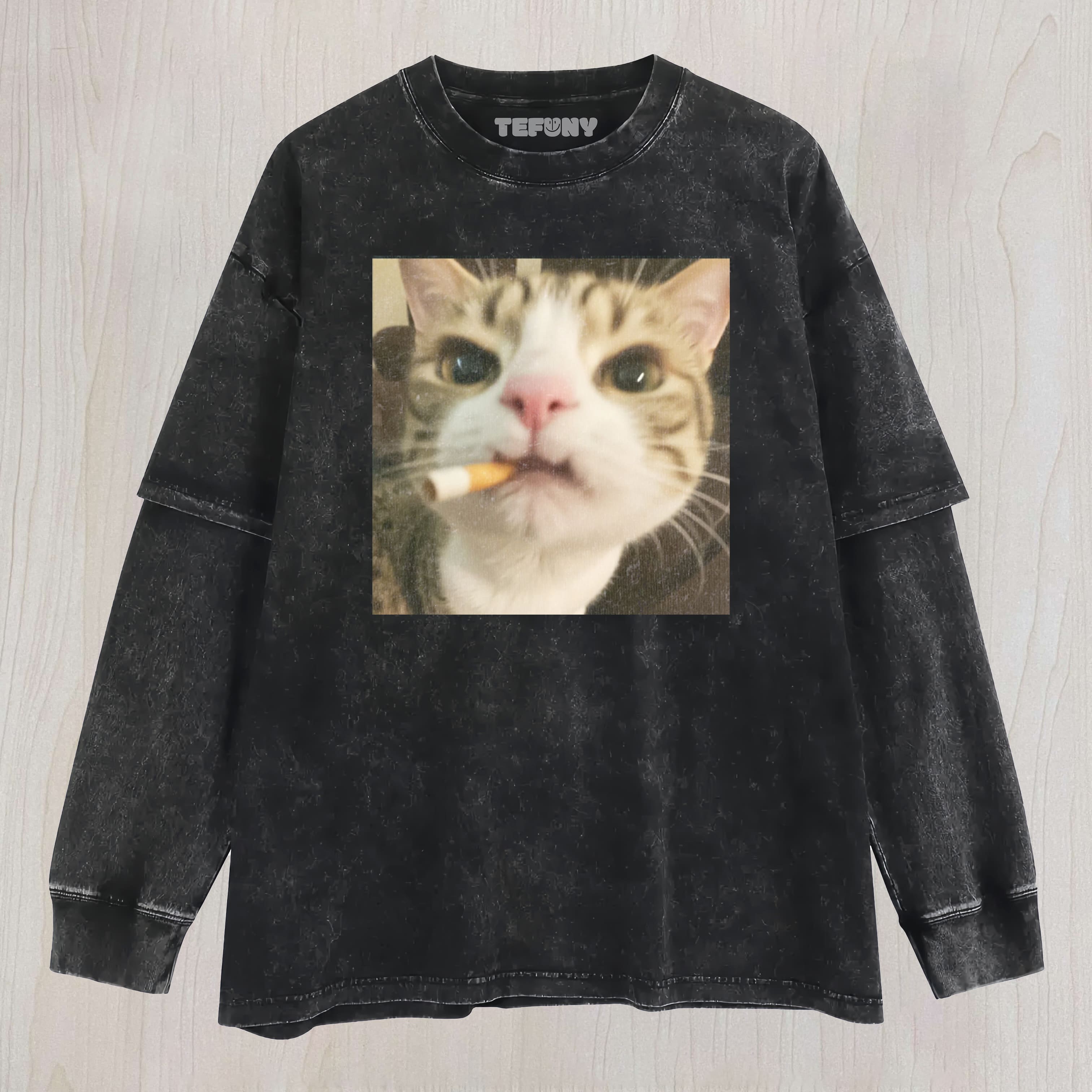 CAT TEE LAYERED LONG SLEEVE