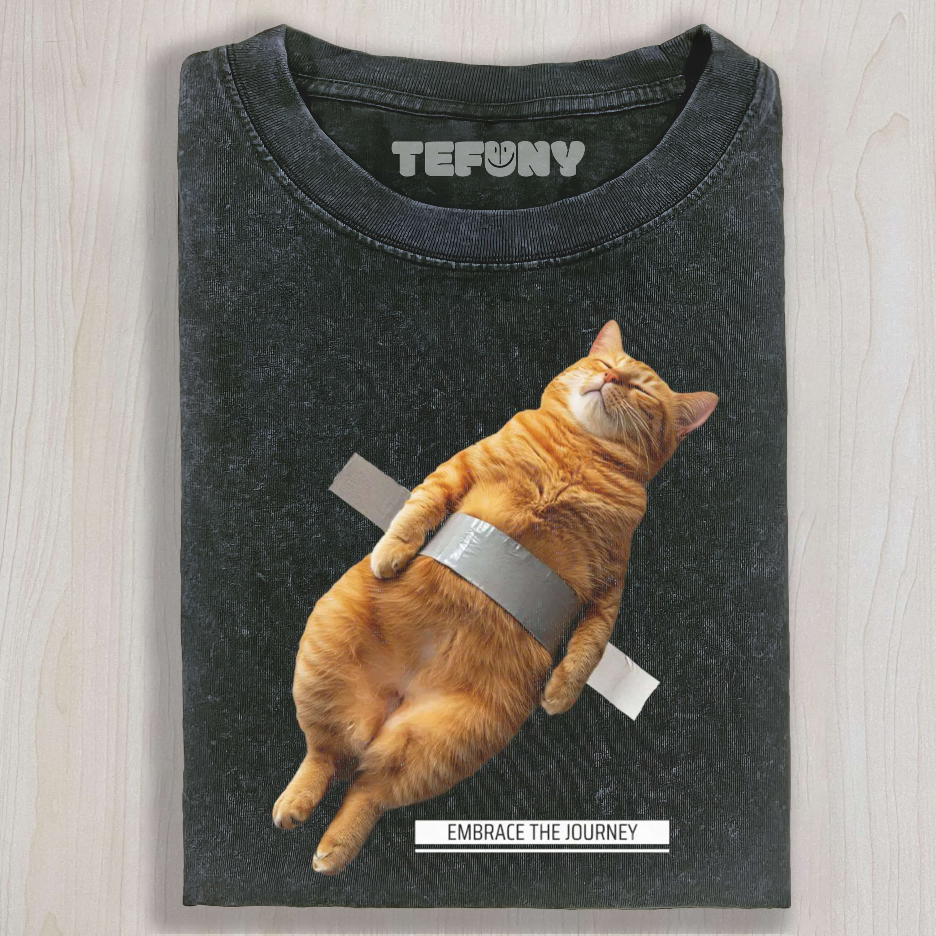 CAT TIED WITH TAPE T-SHIRT