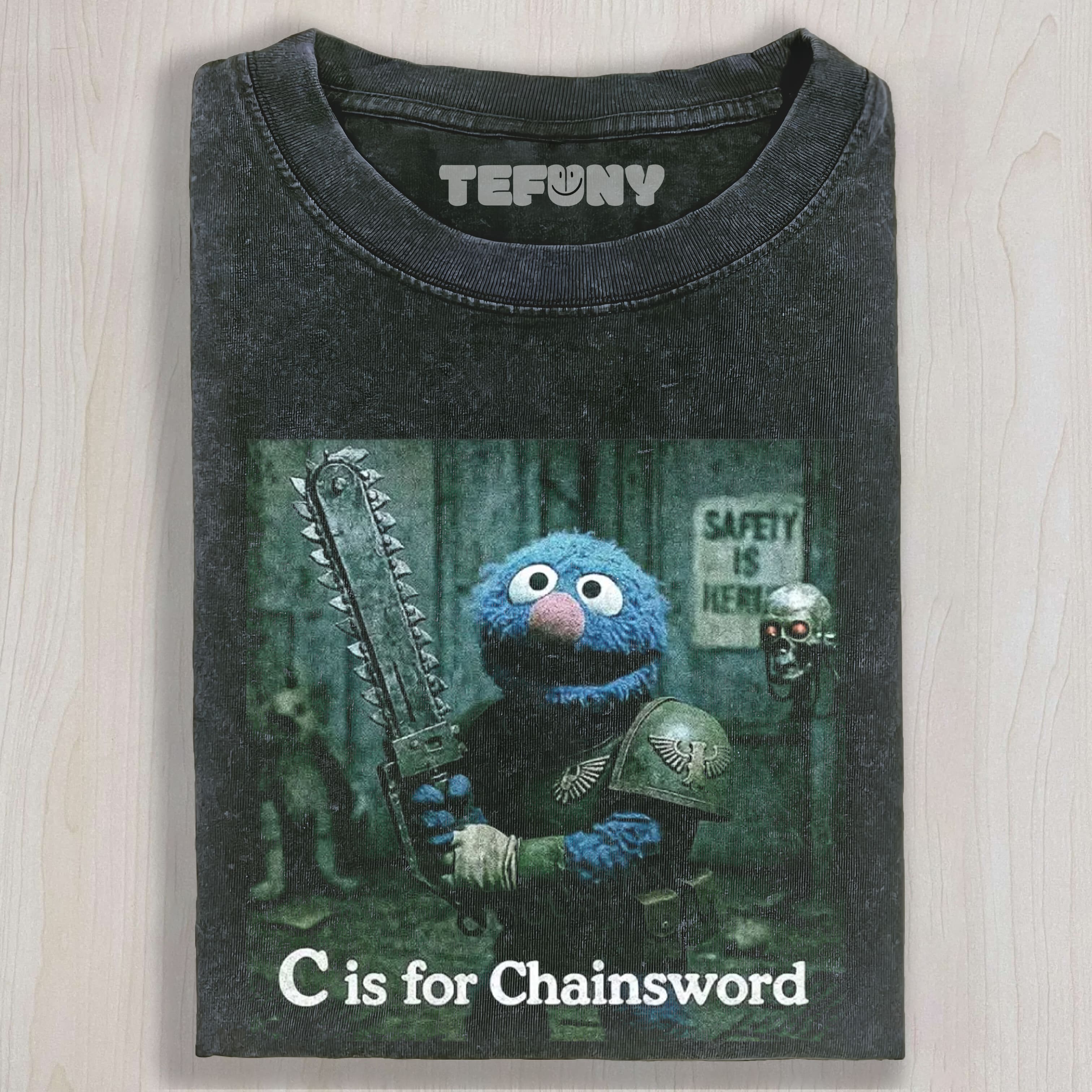 CHAINSWORD WARHAMMER PARODY VINTAGE UNISEX TEE, TANK TOP, LAYERED LS, SWEATSHIRT & HOODIE