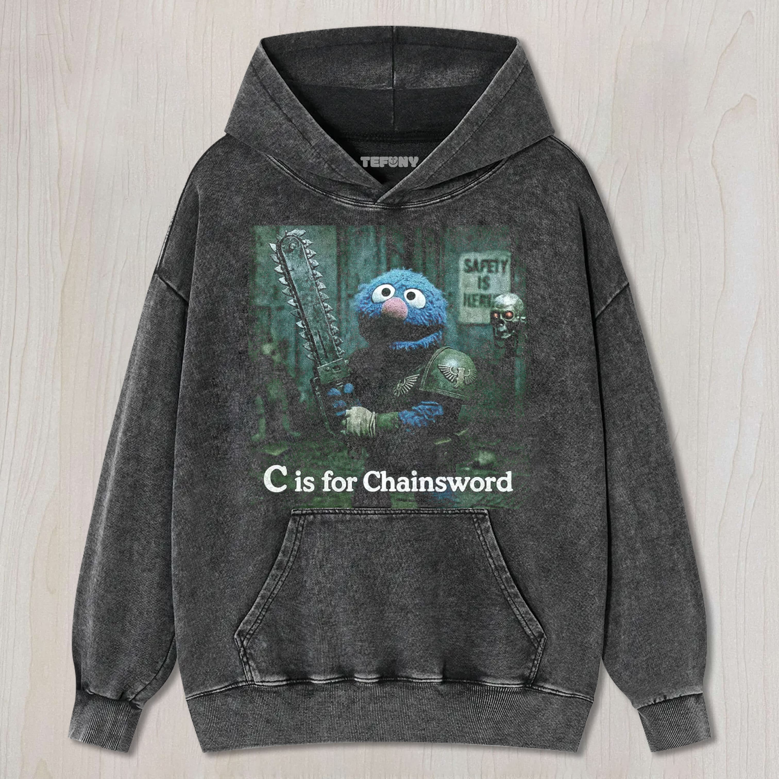 CHAINSWORD WARHAMMER PARODY VINTAGE UNISEX TEE, TANK TOP, LAYERED LS, SWEATSHIRT & HOODIE