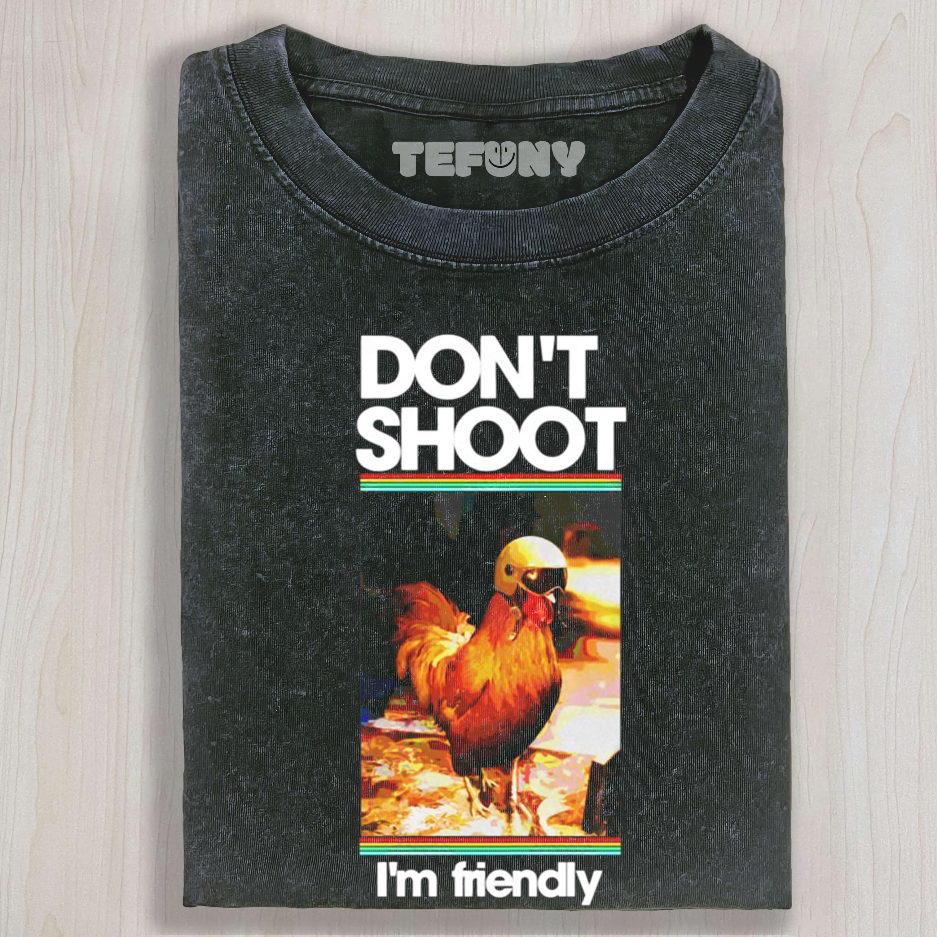 CHICKEN MEME DON'T SHOOT I'M FRIENDLY TEE & SWEAT & HOOD