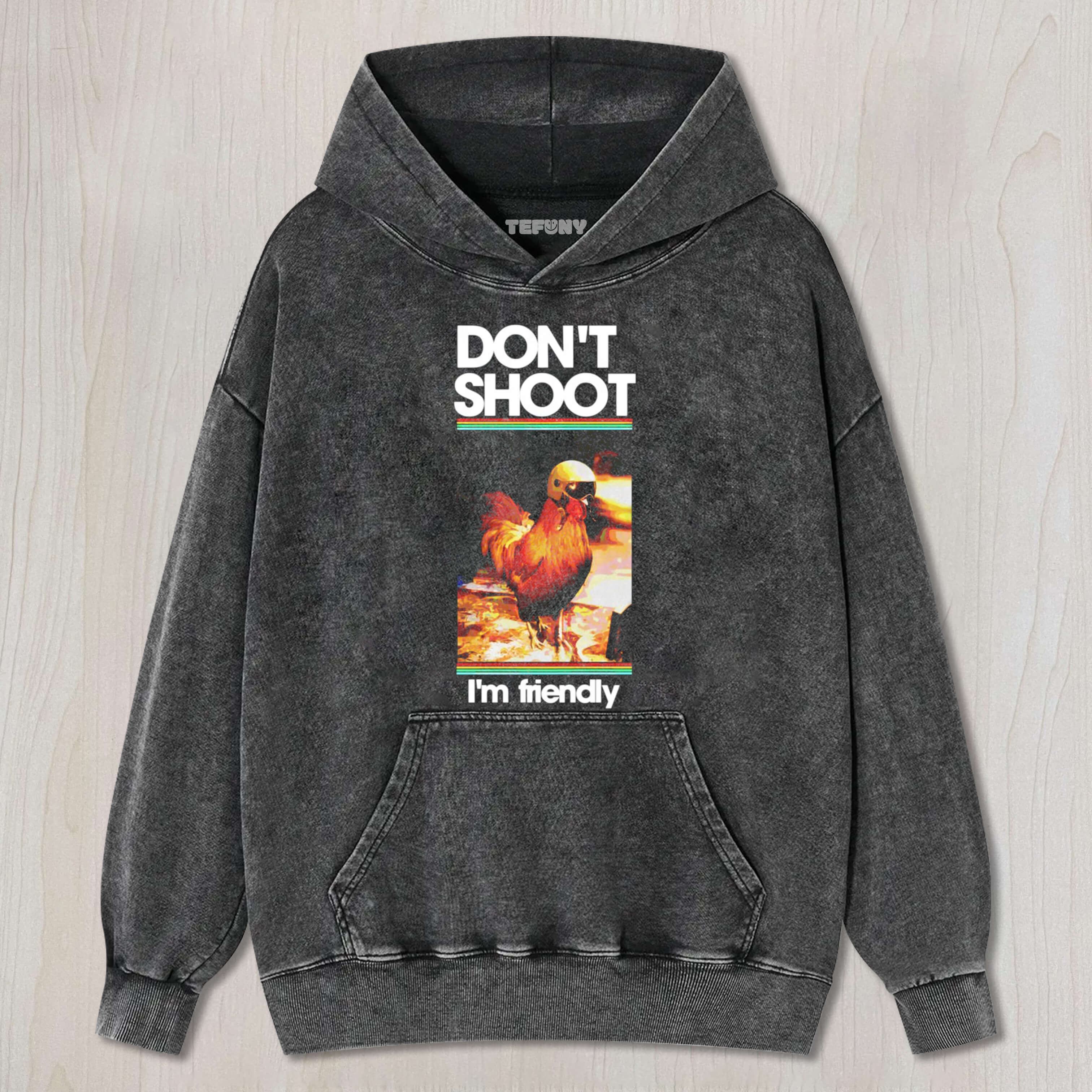 CHICKEN MEME DON'T SHOOT I'M FRIENDLY TEE & SWEAT & HOOD