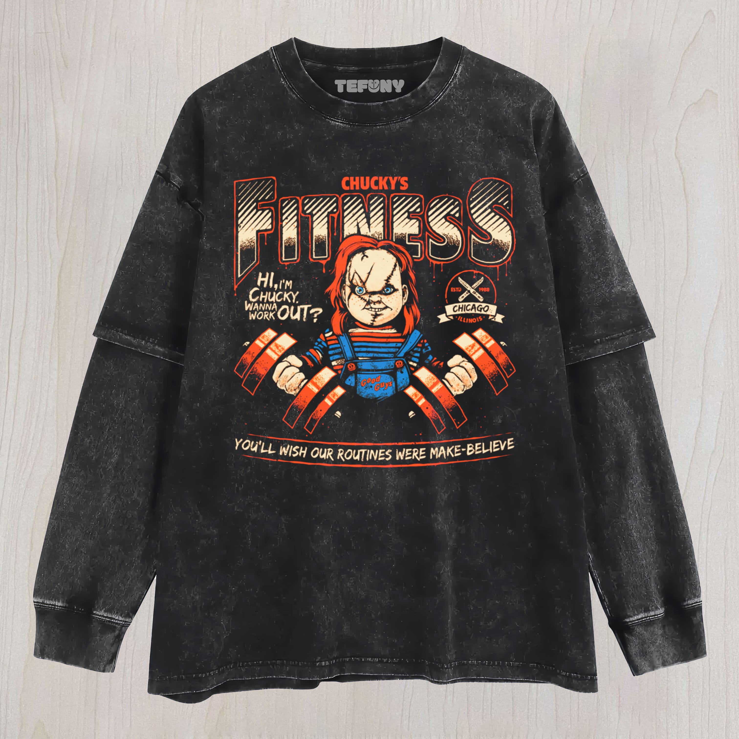 CHUCKY'S FITNESS LAYERED LONG SLEEVE