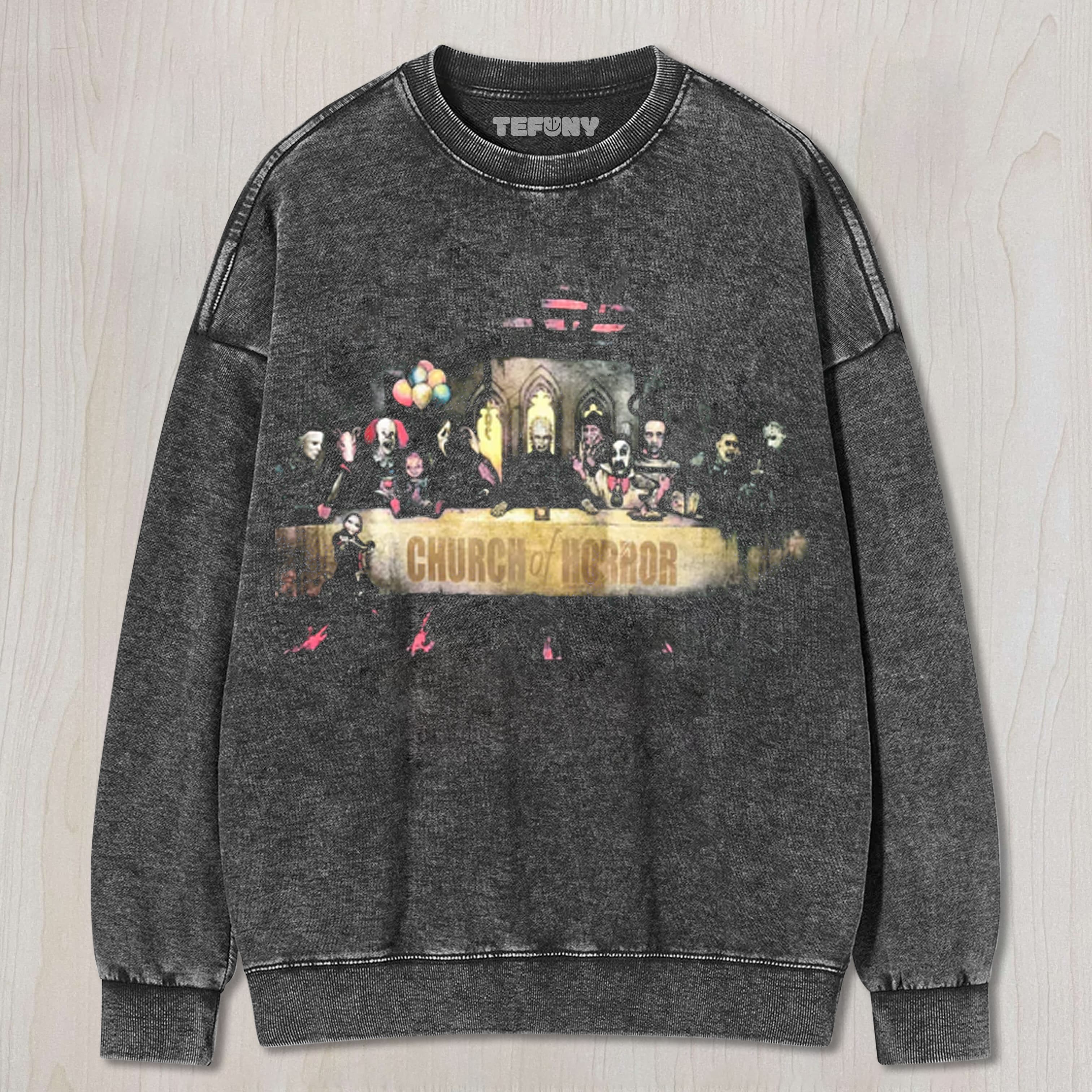 CHURCH OF HORROR GRAPHIC UNISEX TEE, TANK TOP, LAYERED LS, SWEATSHIRT & HOODIE
