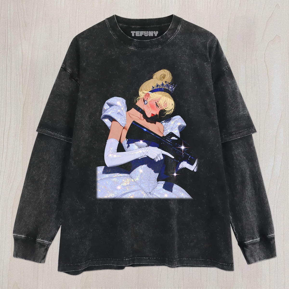 CINDERELLA WITH A GUN UNISEX TEE, TANK TOP, LAYERED LS, SWEATSHIRT & HOODIE