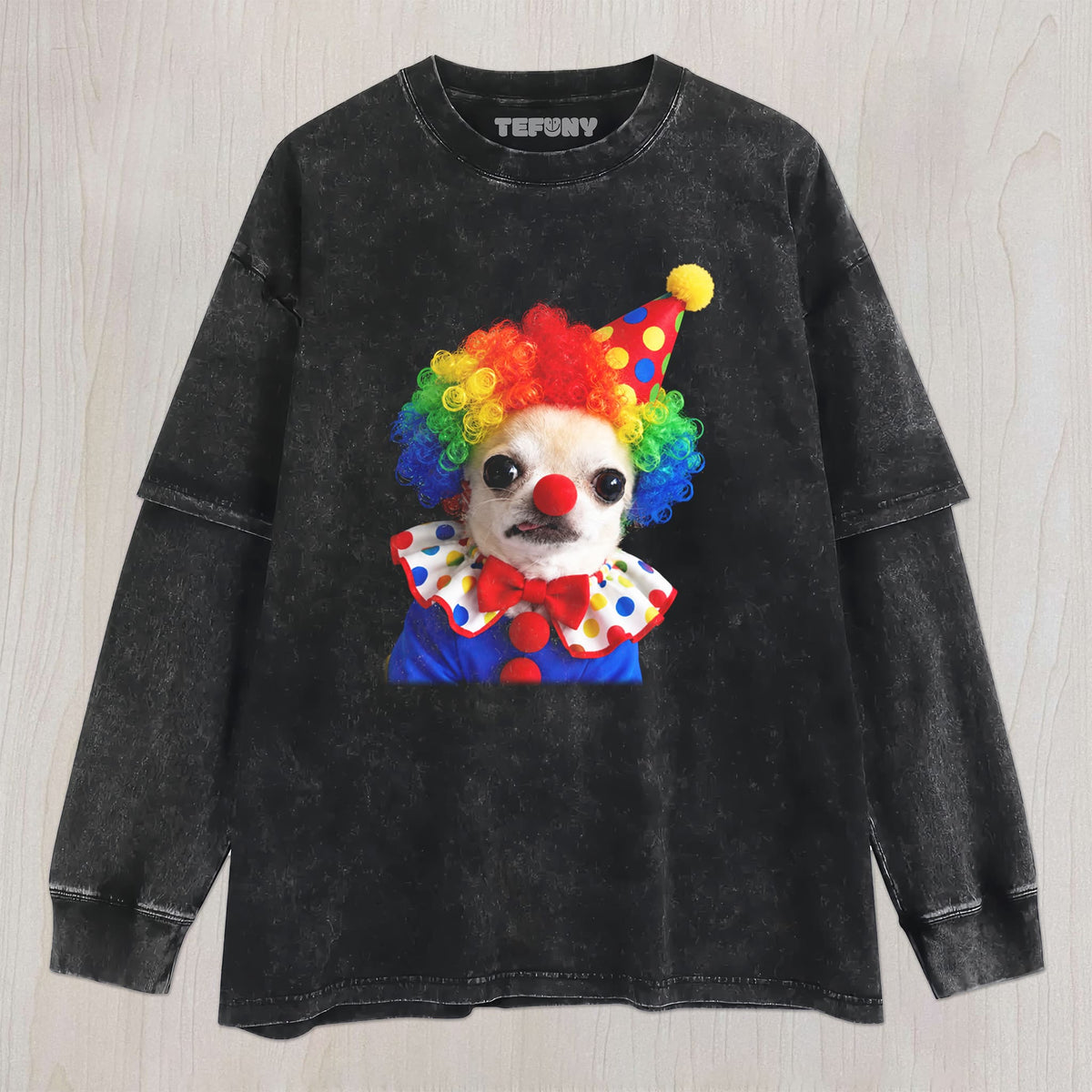 CLOWN DOG MEME UNISEX TEE, TANK TOP, LAYERED LS, SWEATSHIRT & HOODIE
