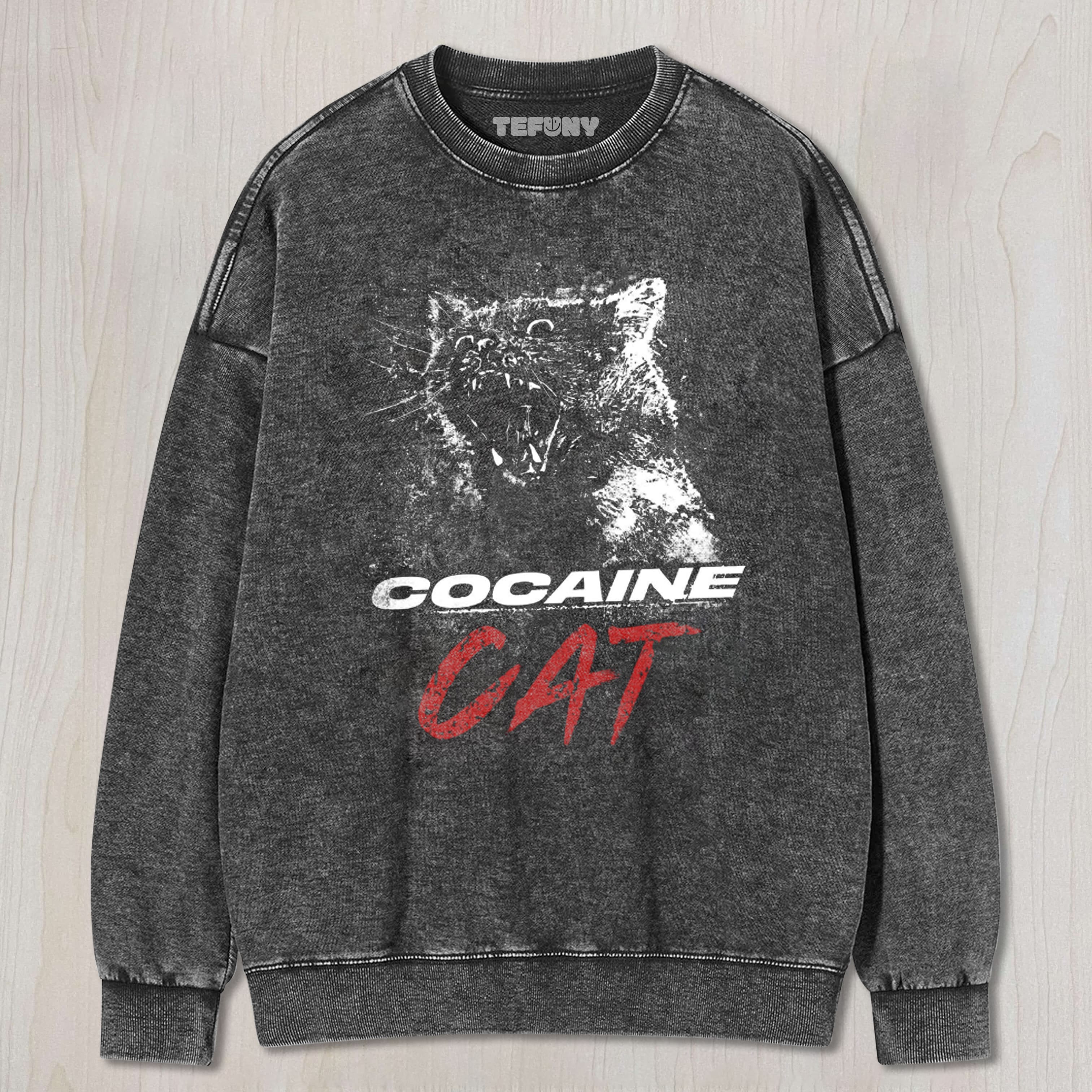 COCAINE CAT MEME UNISEX TEE, TANK TOP, LAYERED LS, SWEATSHIRT & HOODIE