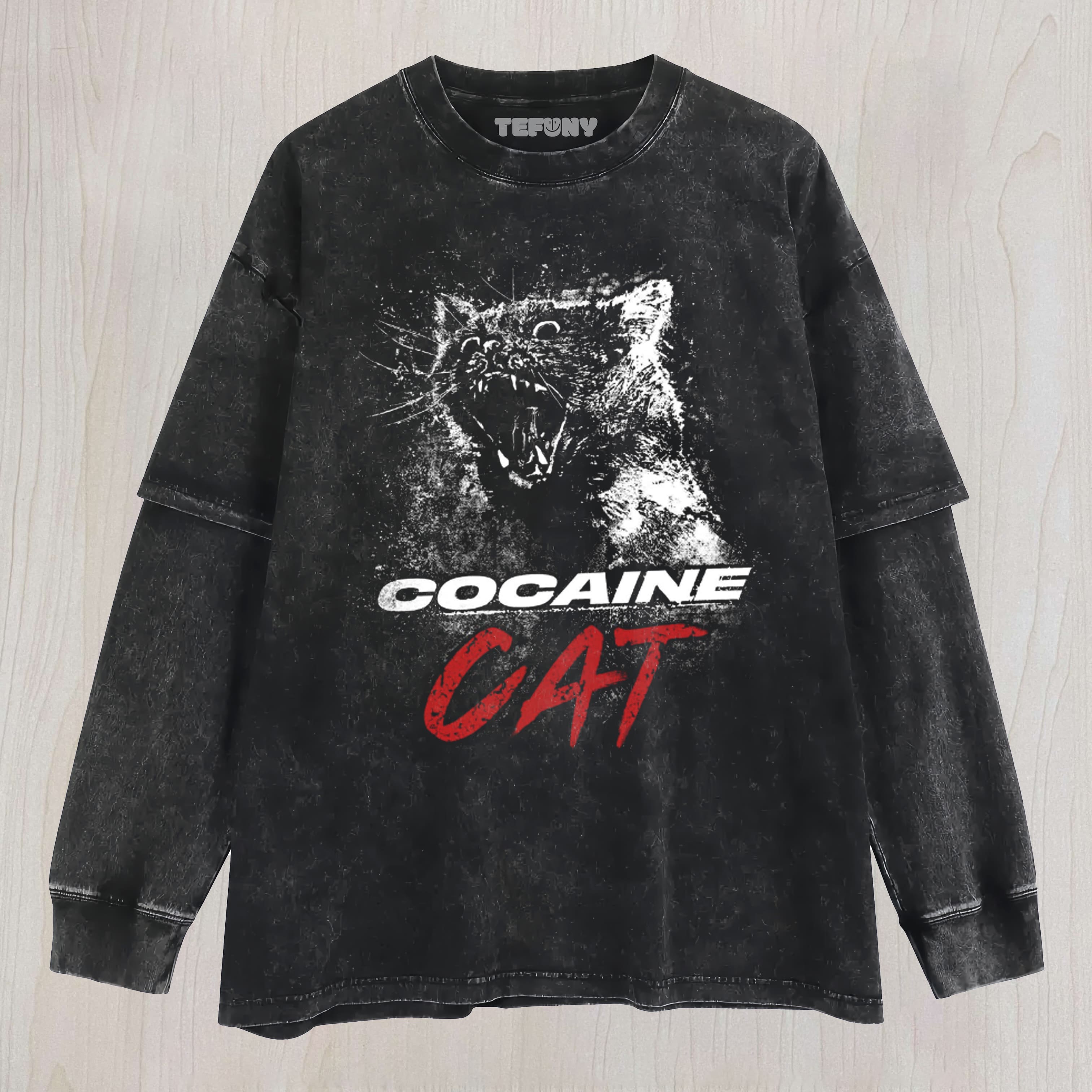 COCAINE CAT MEME UNISEX TEE, TANK TOP, LAYERED LS, SWEATSHIRT & HOODIE