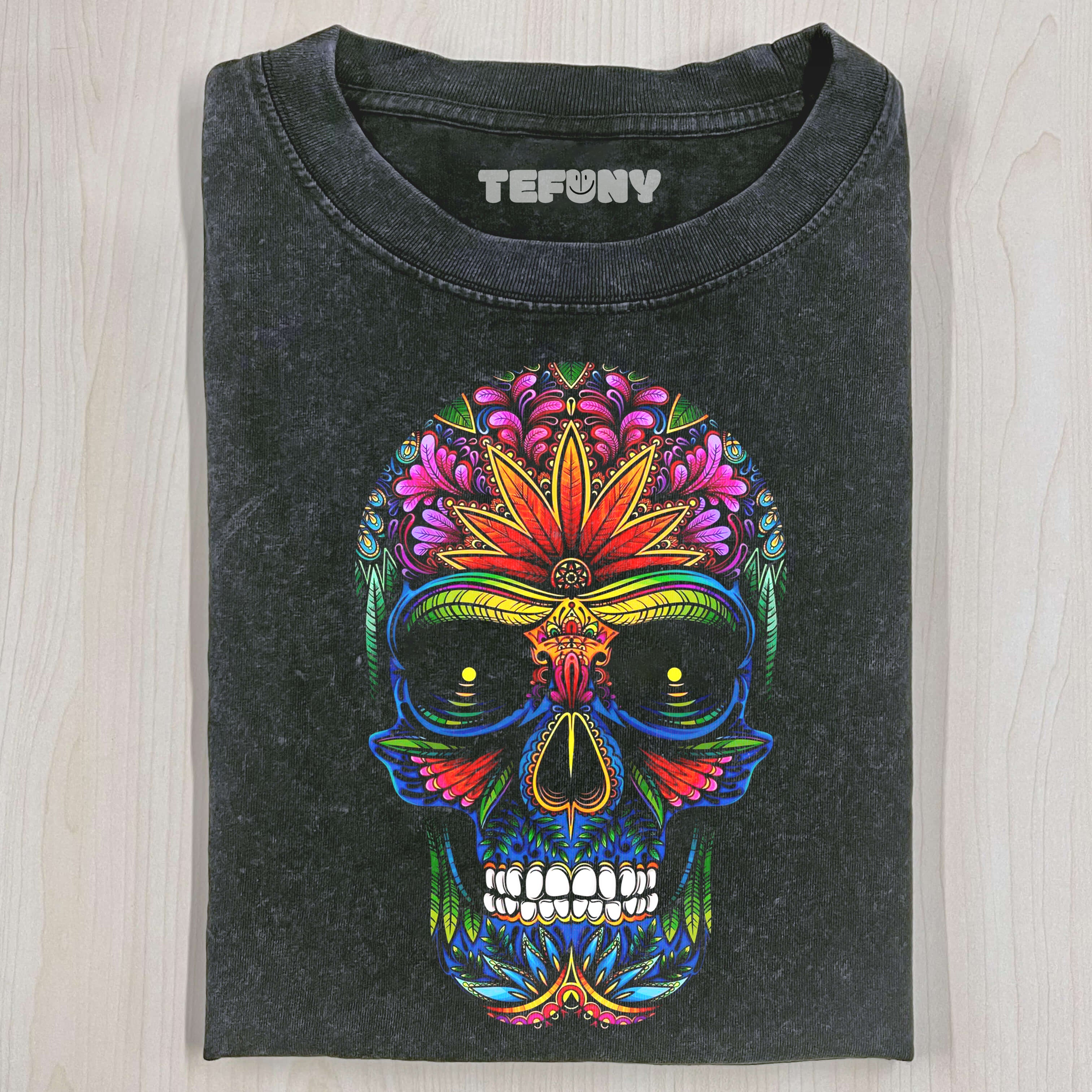 COLORFUL CRAZY SKULL T-SHIRT V1