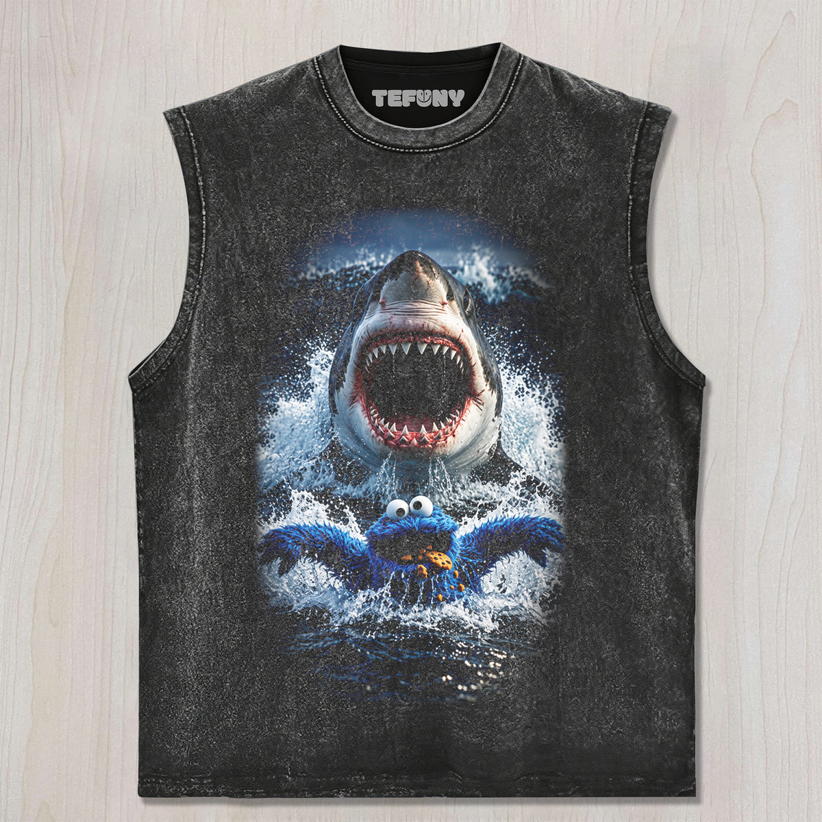COOKIE MONSTER AND SHARK UNISEX TEE, TANK TOP, LAYERED LS, SWEATSHIRT & HOODIE