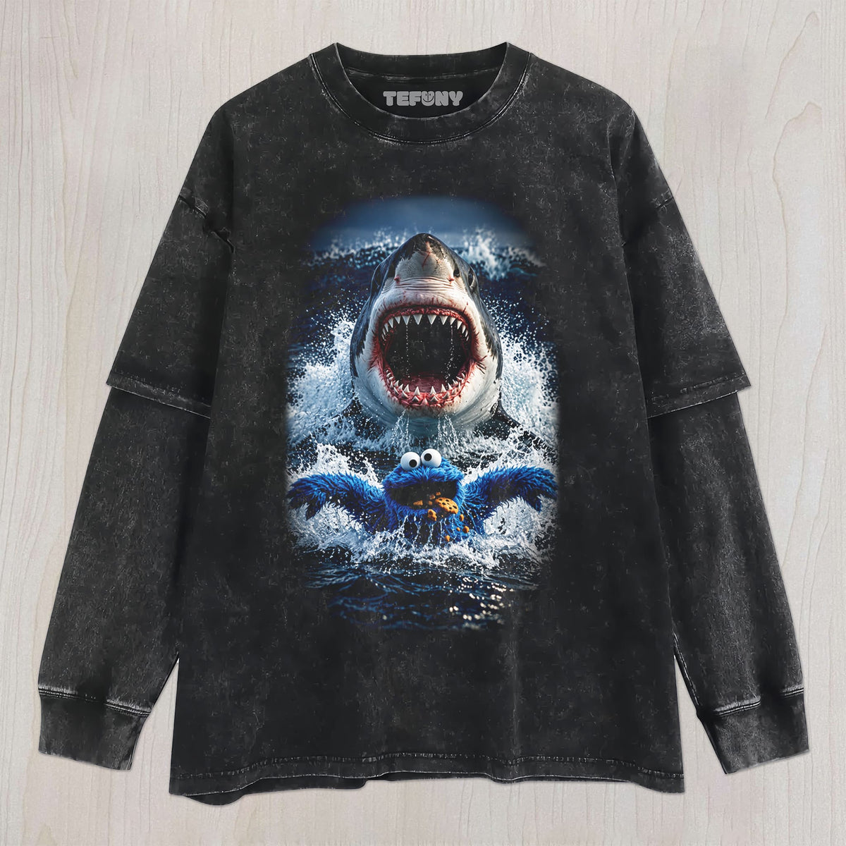 COOKIE MONSTER AND SHARK UNISEX TEE, TANK TOP, LAYERED LS, SWEATSHIRT & HOODIE