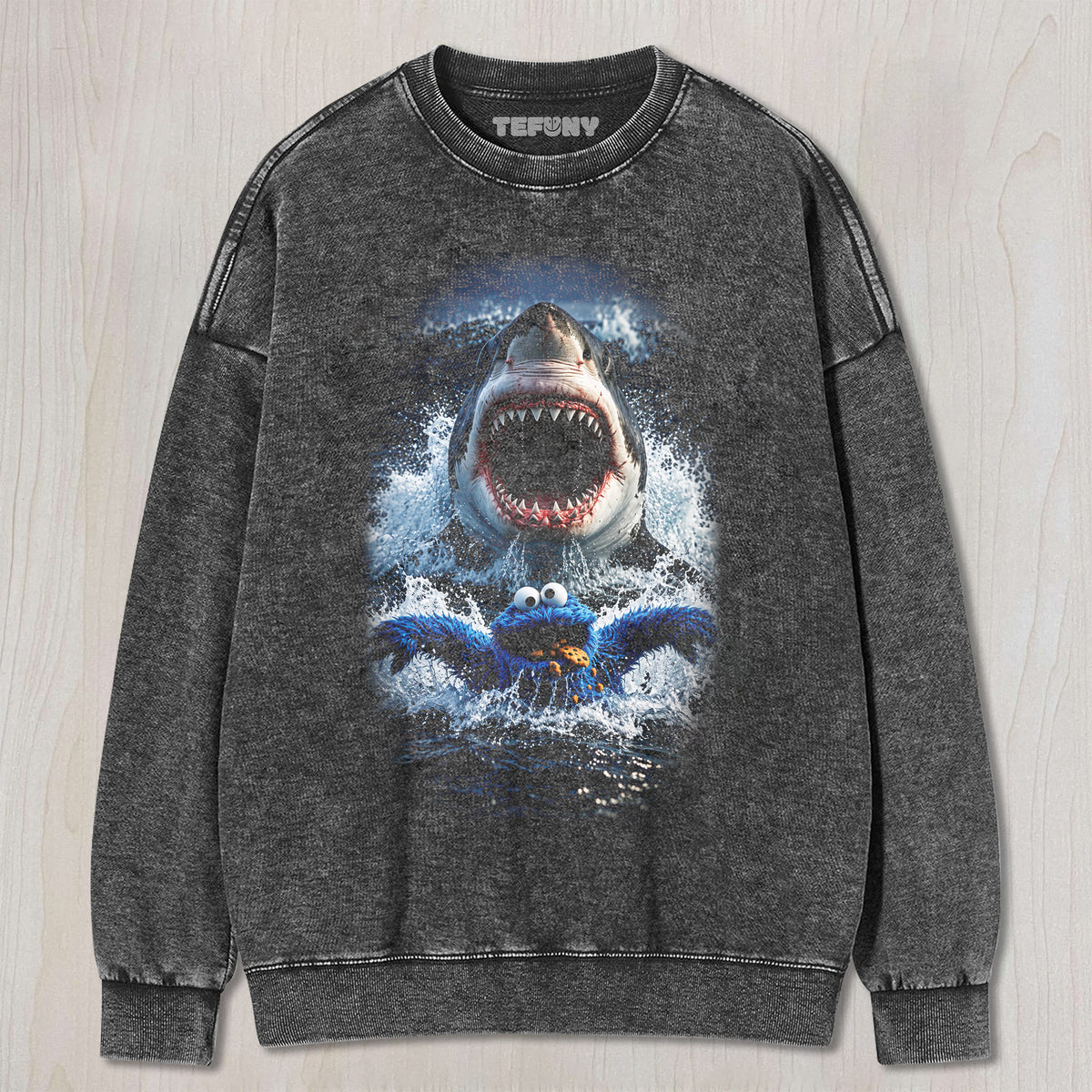 COOKIE MONSTER AND SHARK UNISEX TEE, TANK TOP, LAYERED LS, SWEATSHIRT & HOODIE