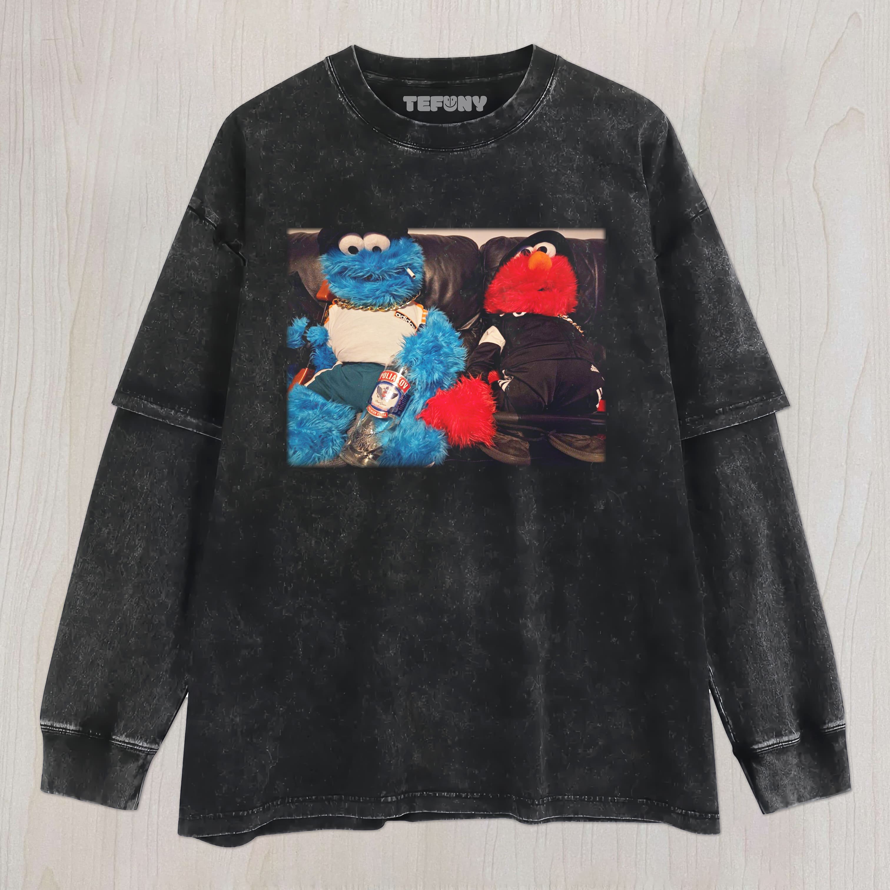 COOKIE MONSTER AND ELMO UNISEX TEE, TANK TOP, LAYERED LS, SWEATSHIRT & HOODIE