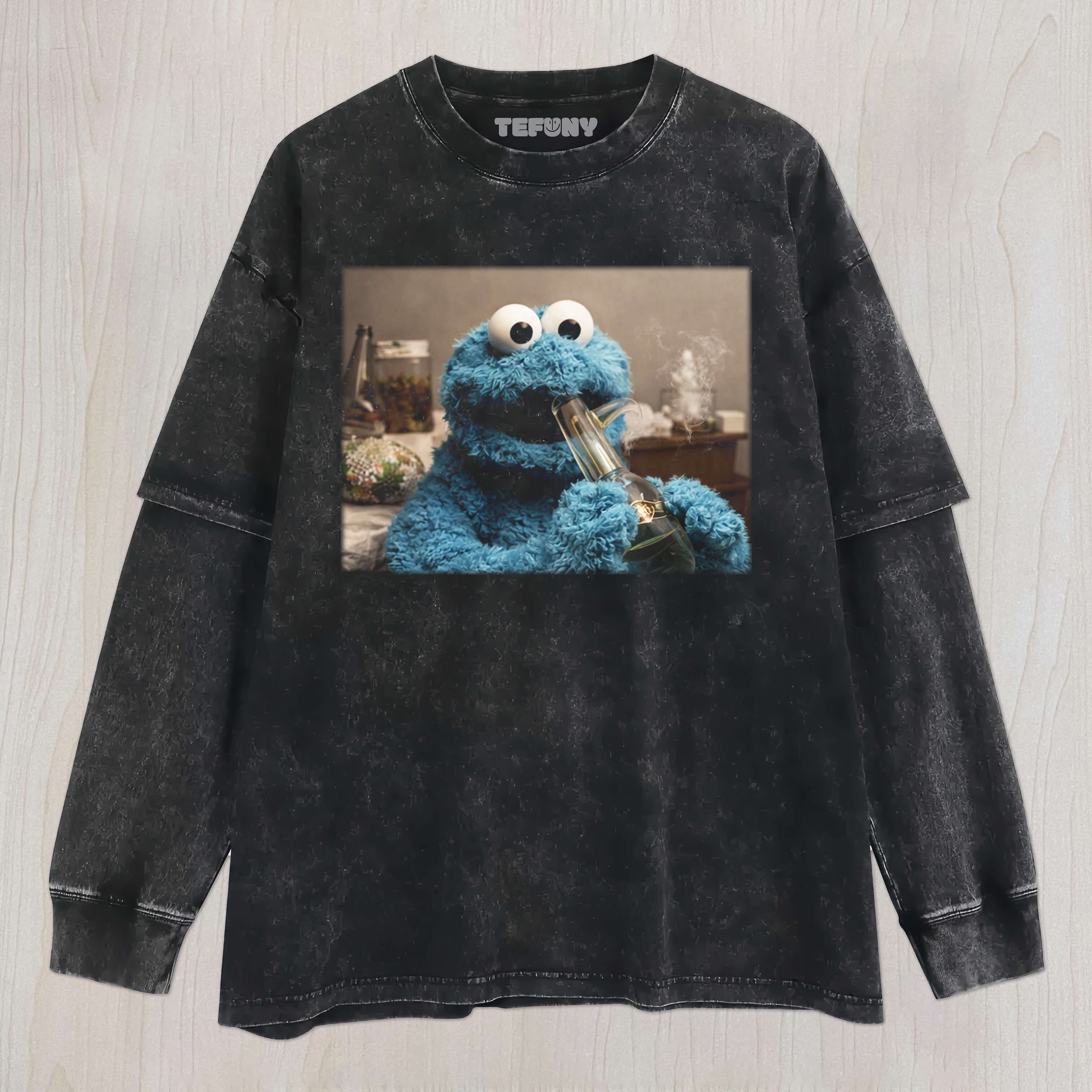 COOKIE MONSTER SMOKING UNISEX TEE, TANK TOP, LAYERED LS, SWEATSHIRT & HOODIE