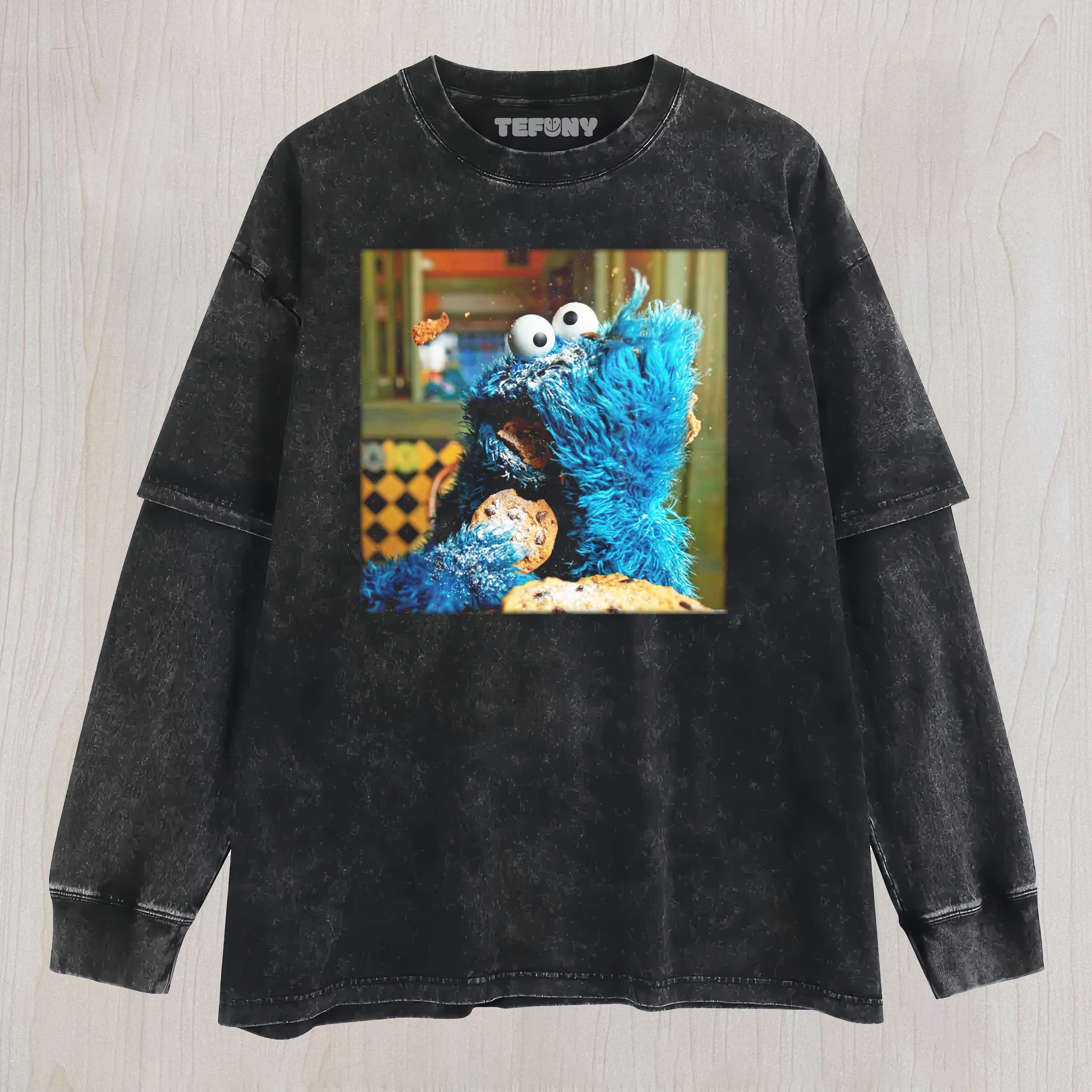 COOKIE MONSTER WHITE POWDER LAYERED LONG SLEEVE