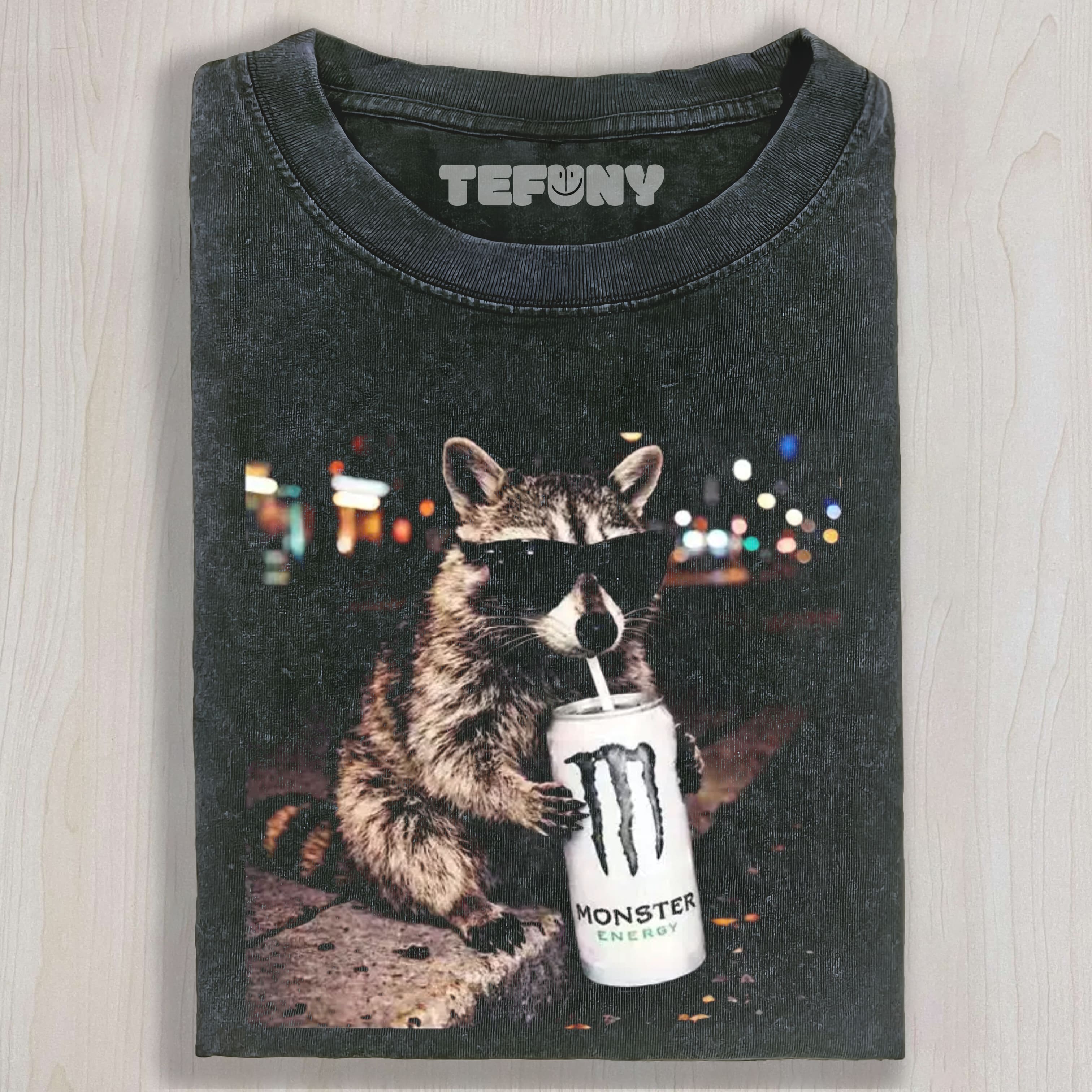 COOL RACCOON MONSTER ENERGY DRINK GRAPHIC UNISEX TEE, TANK TOP, LAYERED LS, SWEATSHIRT & HOODIE