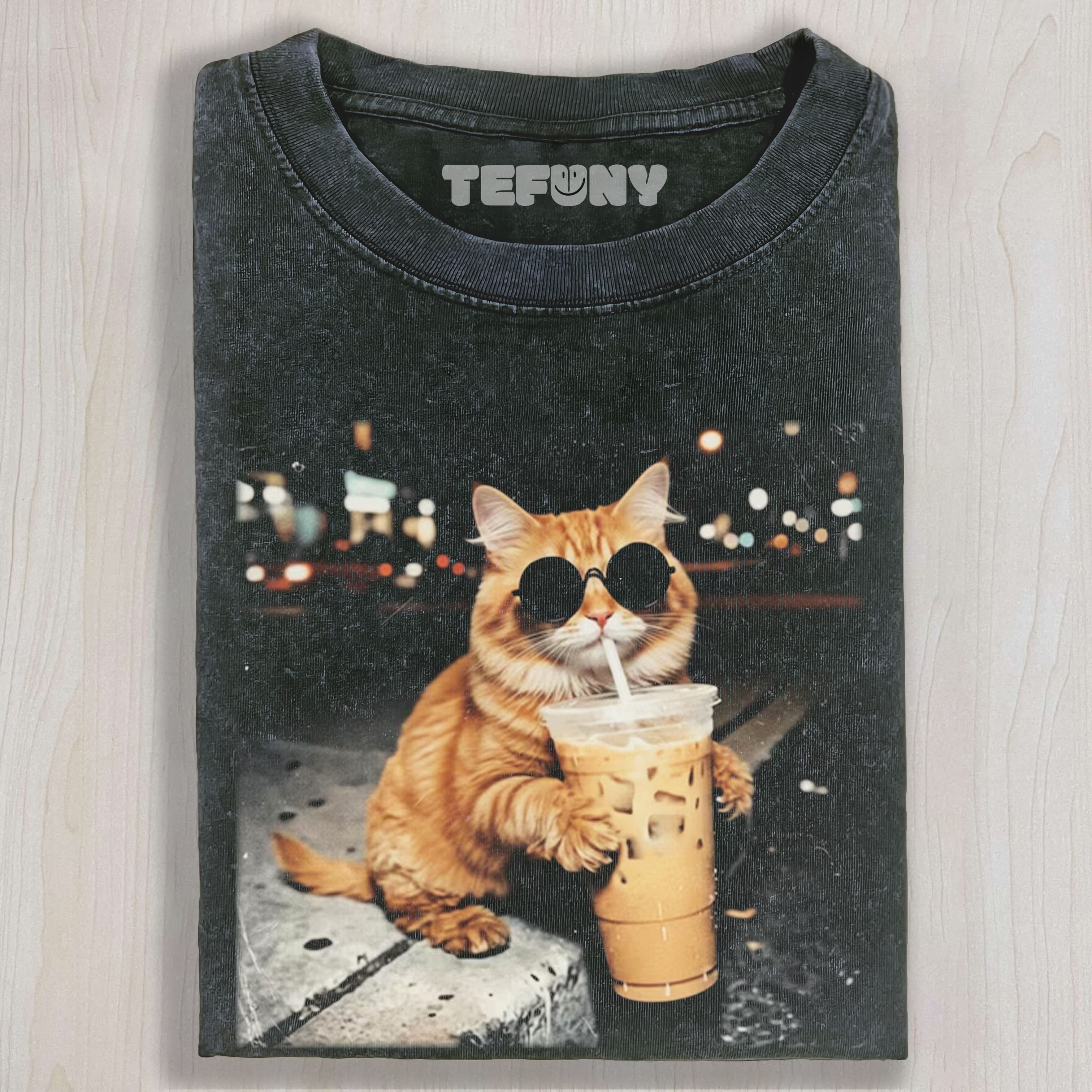 COOL CAT DRINKING ICED COFFEE TEE & SWEAT & HOOD