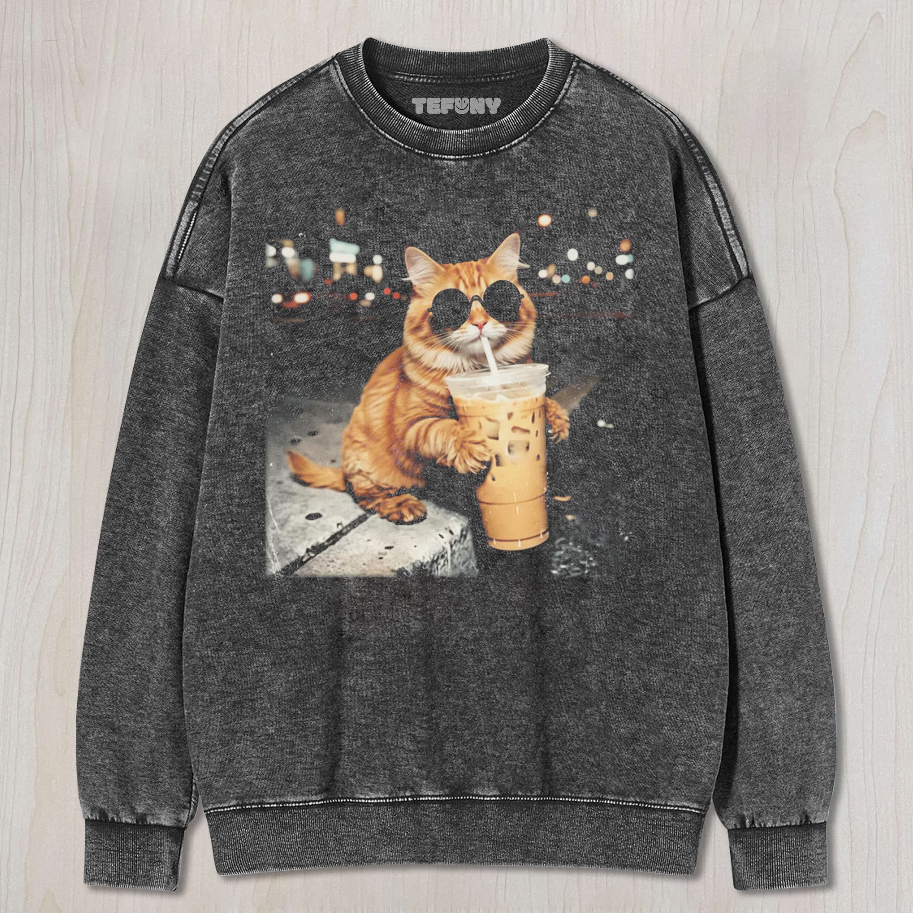COOL CAT DRINKING ICED COFFEE TEE & SWEAT & HOOD