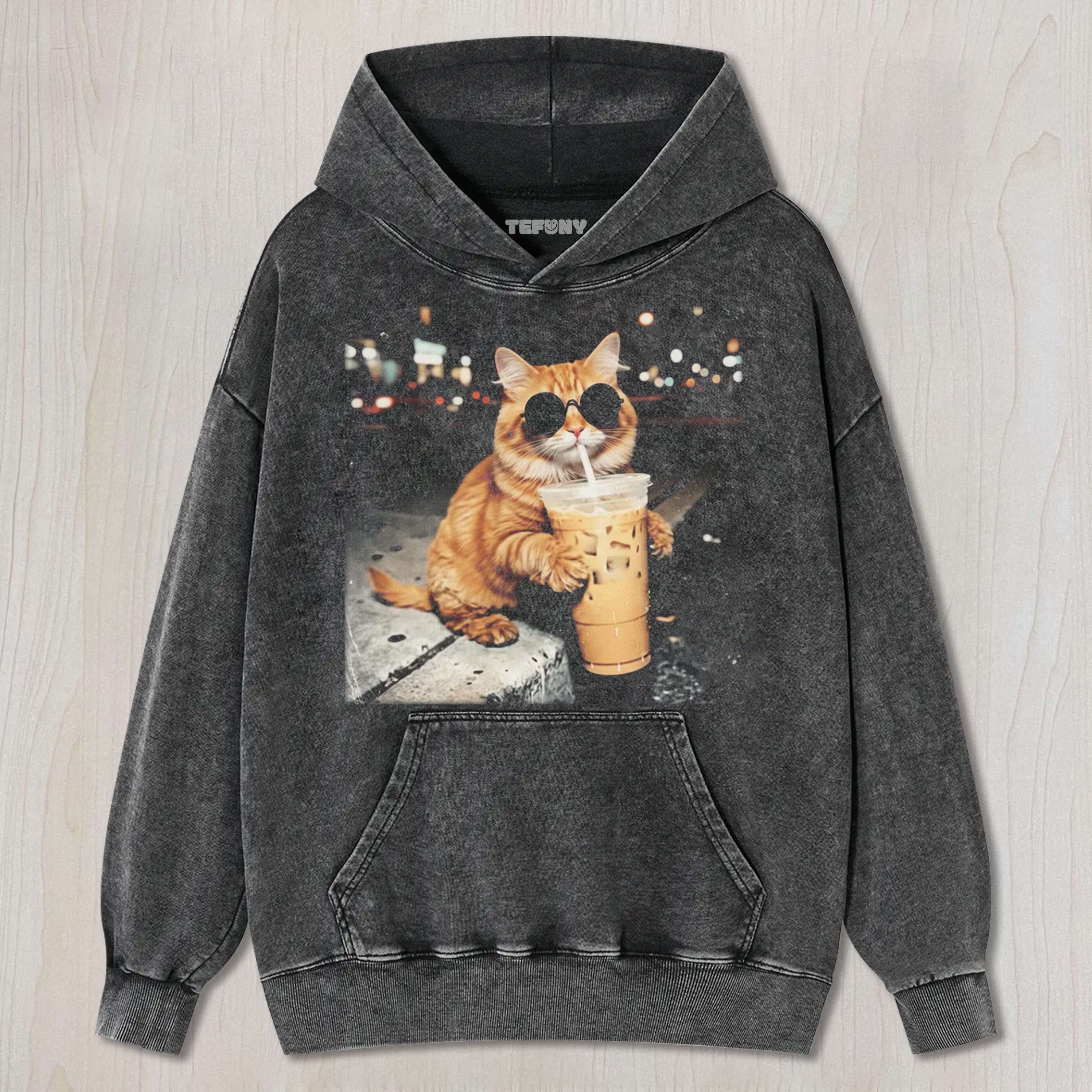 COOL CAT DRINKING ICED COFFEE TEE & SWEAT & HOOD