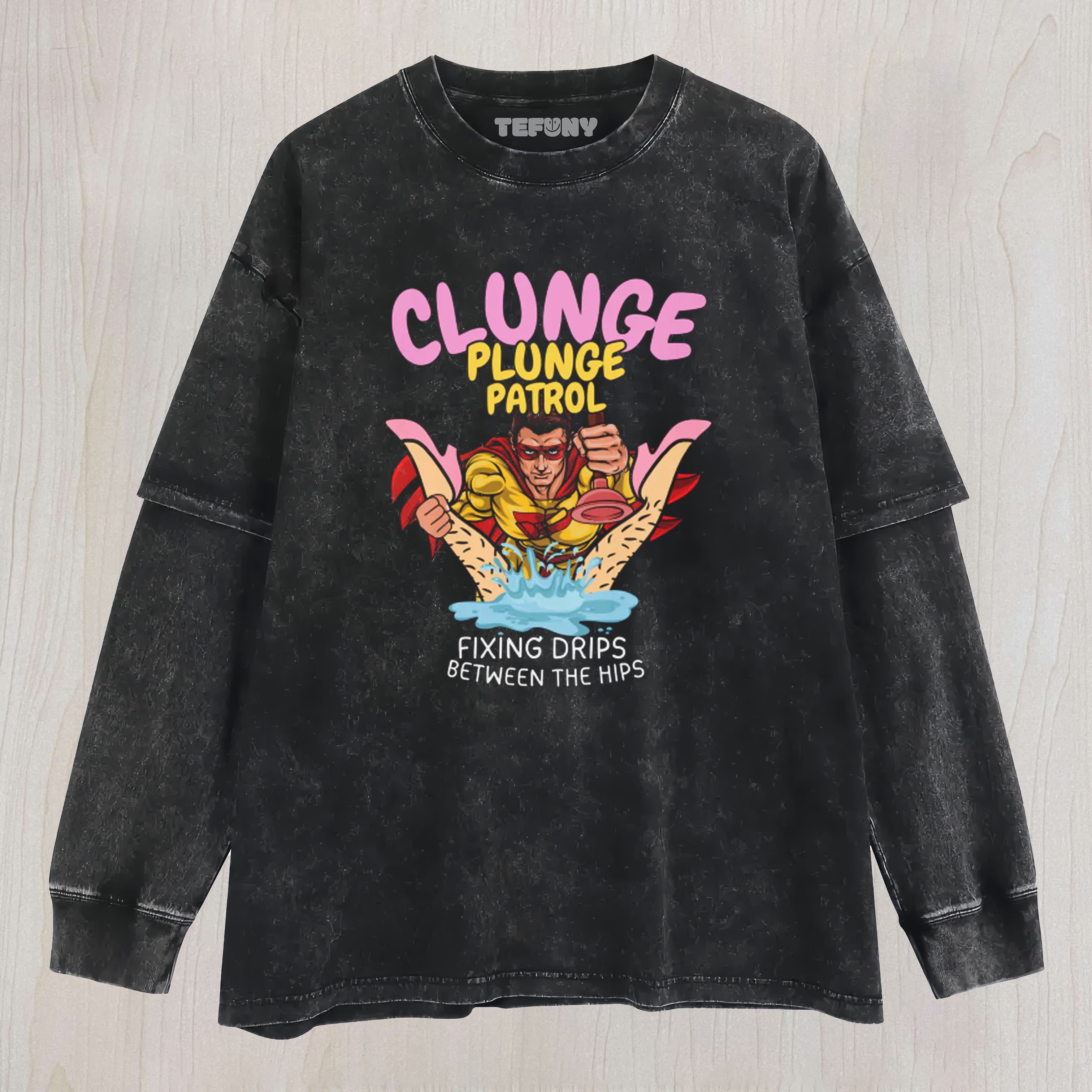 COOL FUNNY GRAPHIC TEE FOR HIM LAYERED LONG SLEEVE