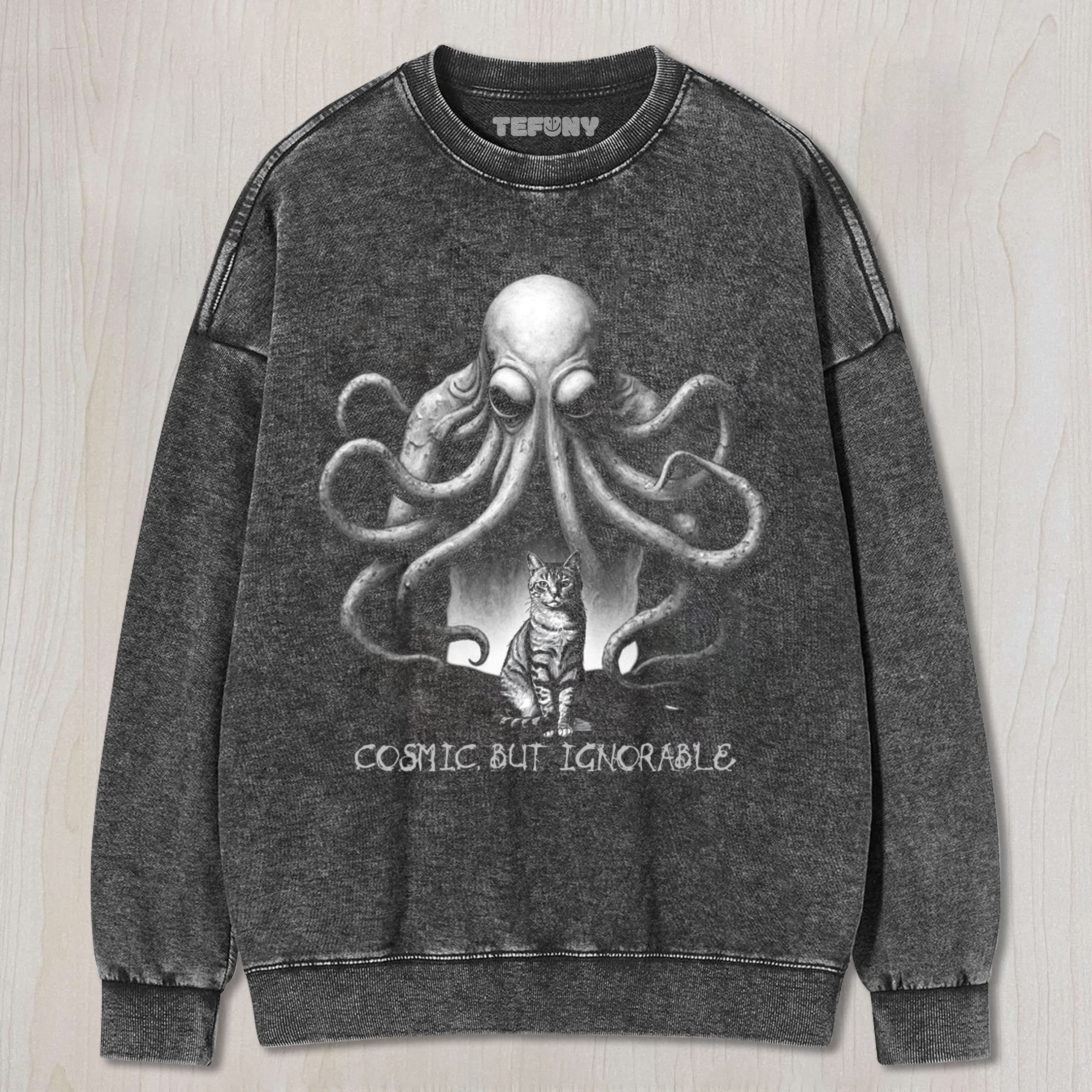 COSMIC HORROR CAT UNISEX TEE, TANK TOP, LAYERED LS, SWEATSHIRT & HOODIE
