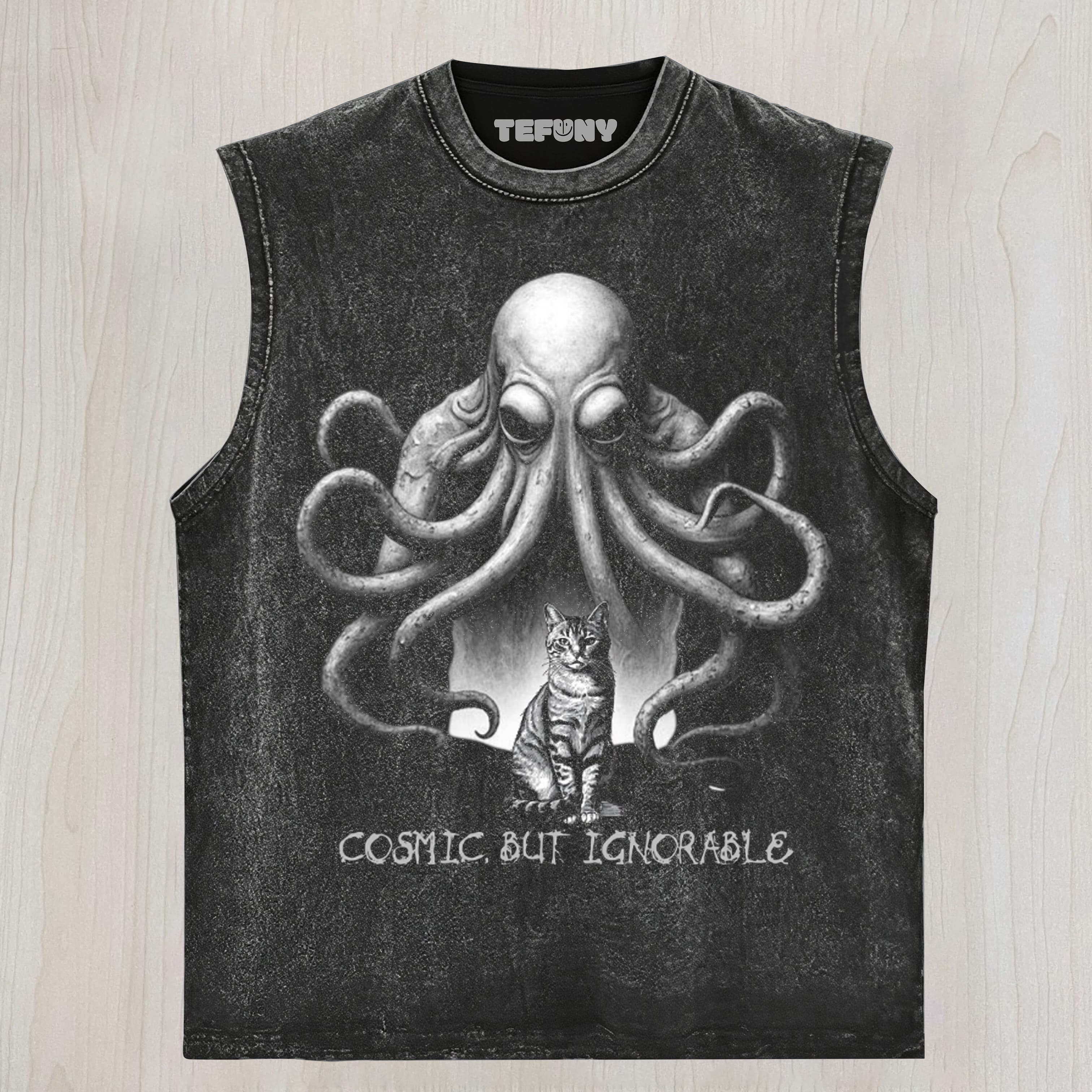 COSMIC HORROR CAT UNISEX TEE, TANK TOP, LAYERED LS, SWEATSHIRT & HOODIE