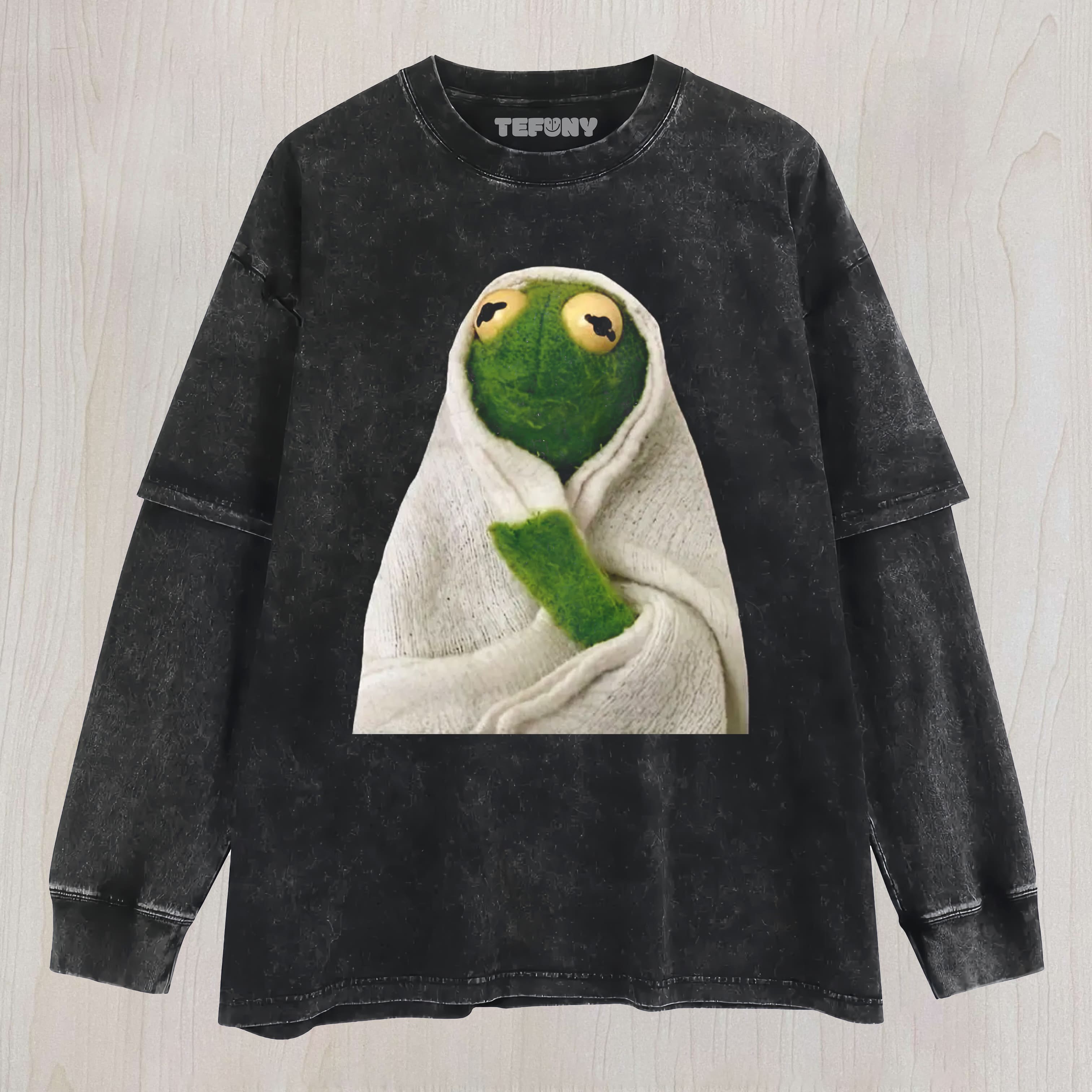 COZY BLANKET FROG MEME VINTAGE UNISEX TEE, TANK TOP, LAYERED LS, SWEATSHIRT & HOODIE
