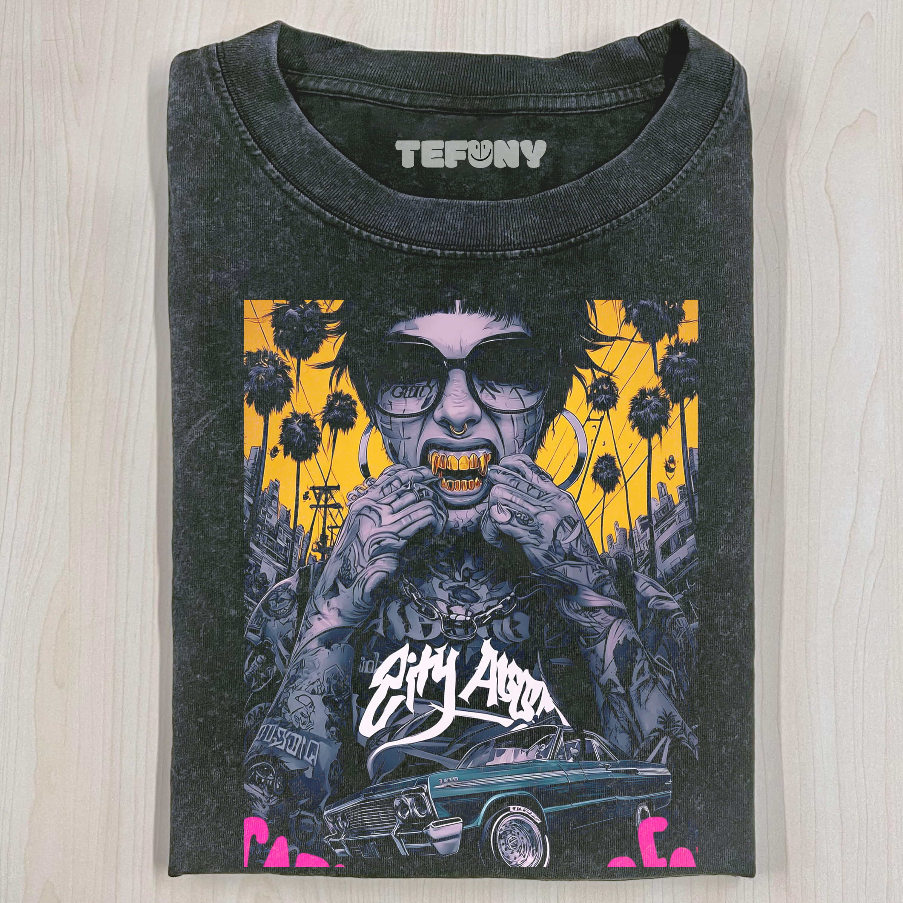 CRAZY GOLD TOOTH TATTOO GIRL T-SHIRT