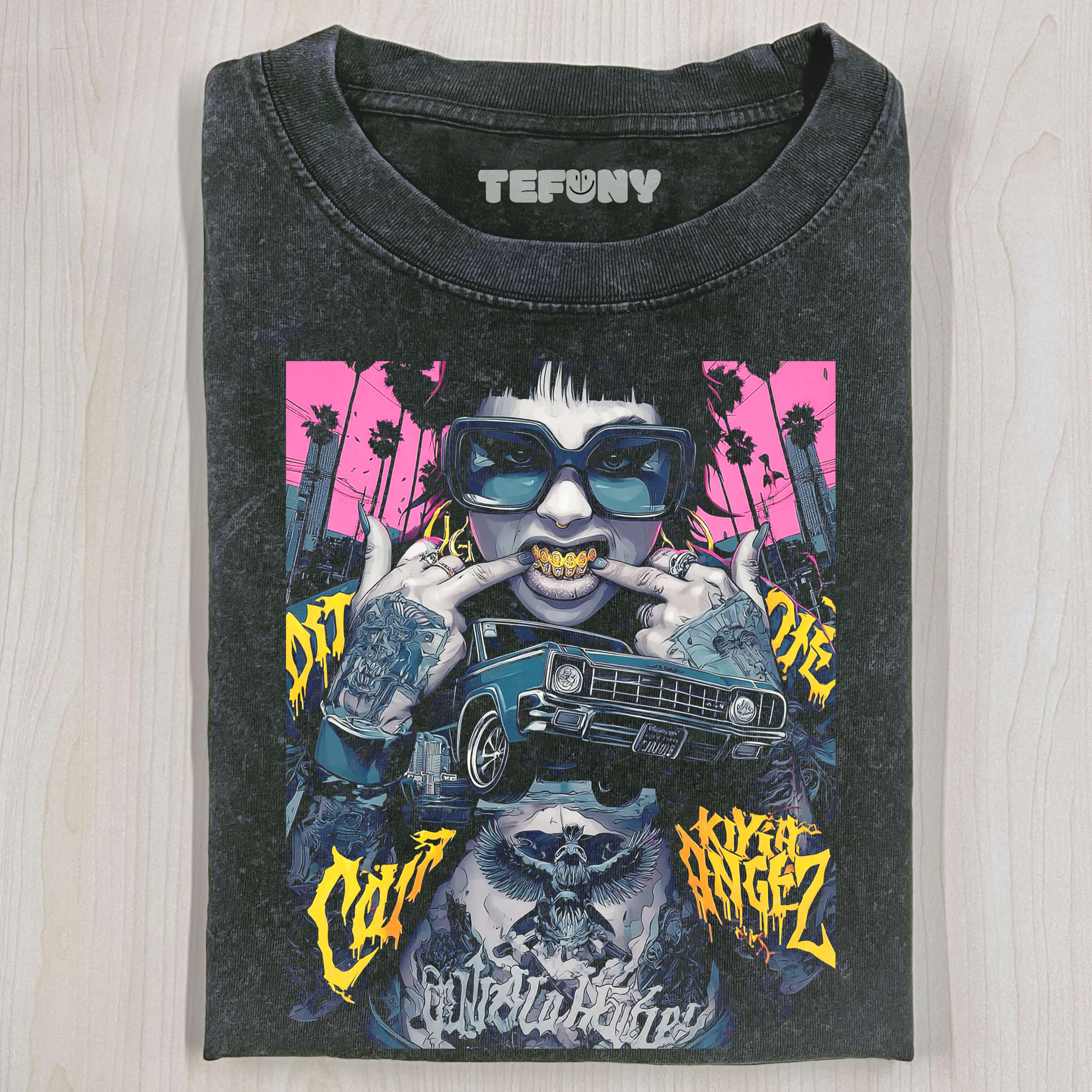 CRAZY GOLD TOOTH TATTOO GIRL T-SHIRT V2