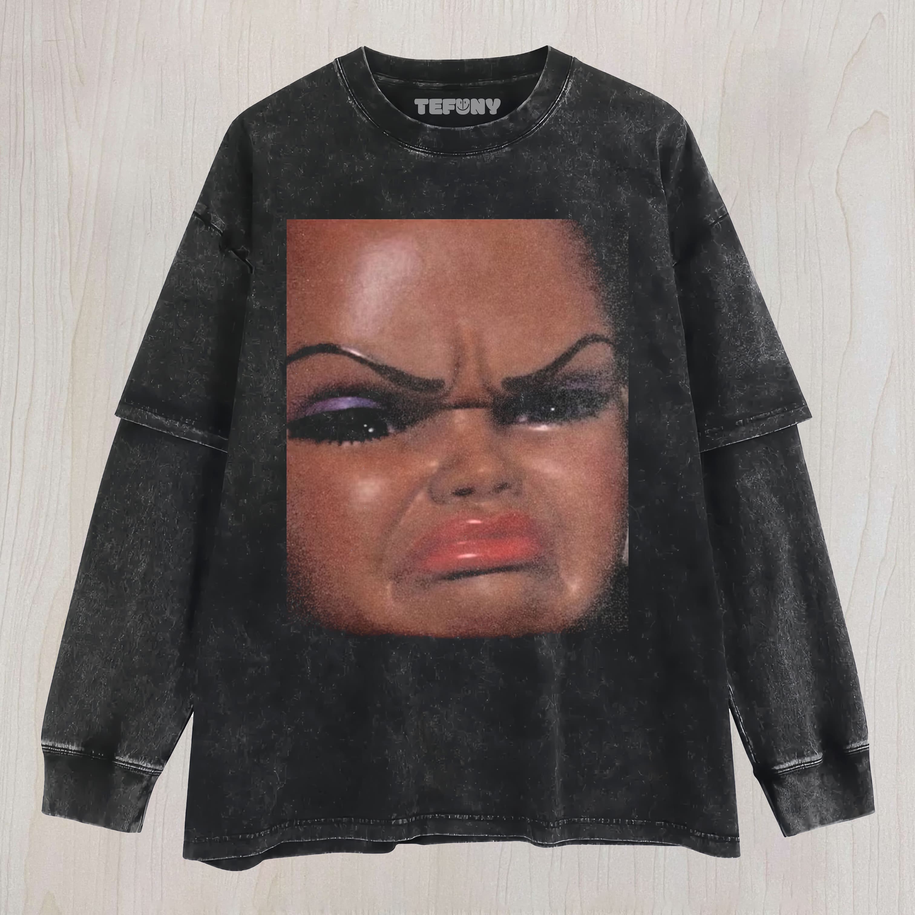 CRYING BLACK GIRL DOLLFACE SHORT-SLEEVED UNISEX TEE, TANK TOP, LAYERED LS, SWEATSHIRT & HOODIE