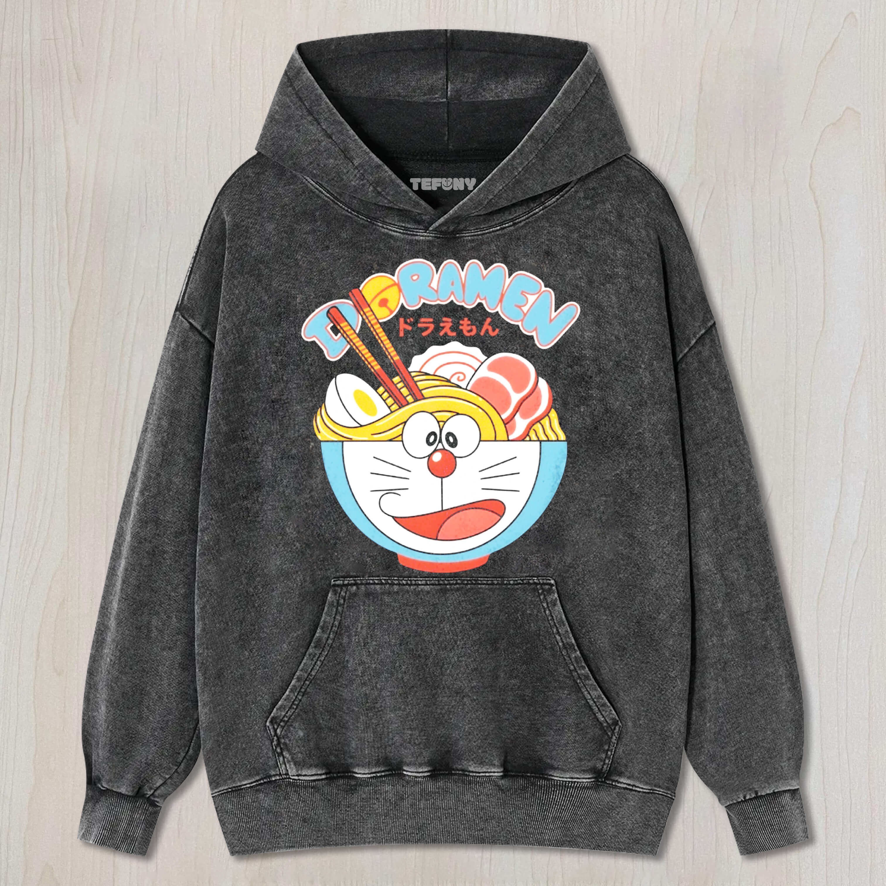 CAT RAMEN VINTAGE COTTON WASH CREWNECK TEE & SWEAT & HOOD