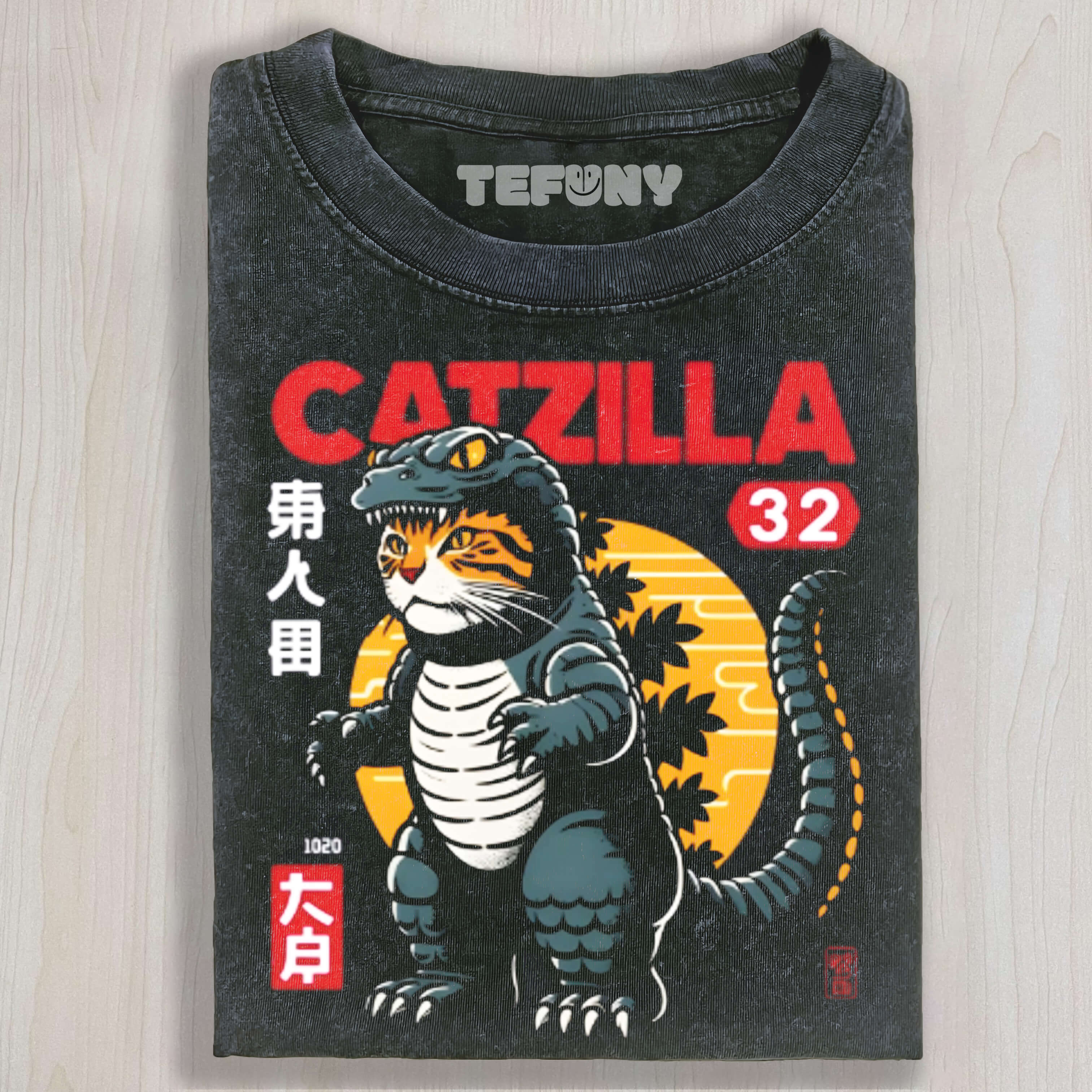 CATZILLA CAT KAIJU WRINKLE-RESISTANT CREWNECK TEE & SWEAT & HOOD
