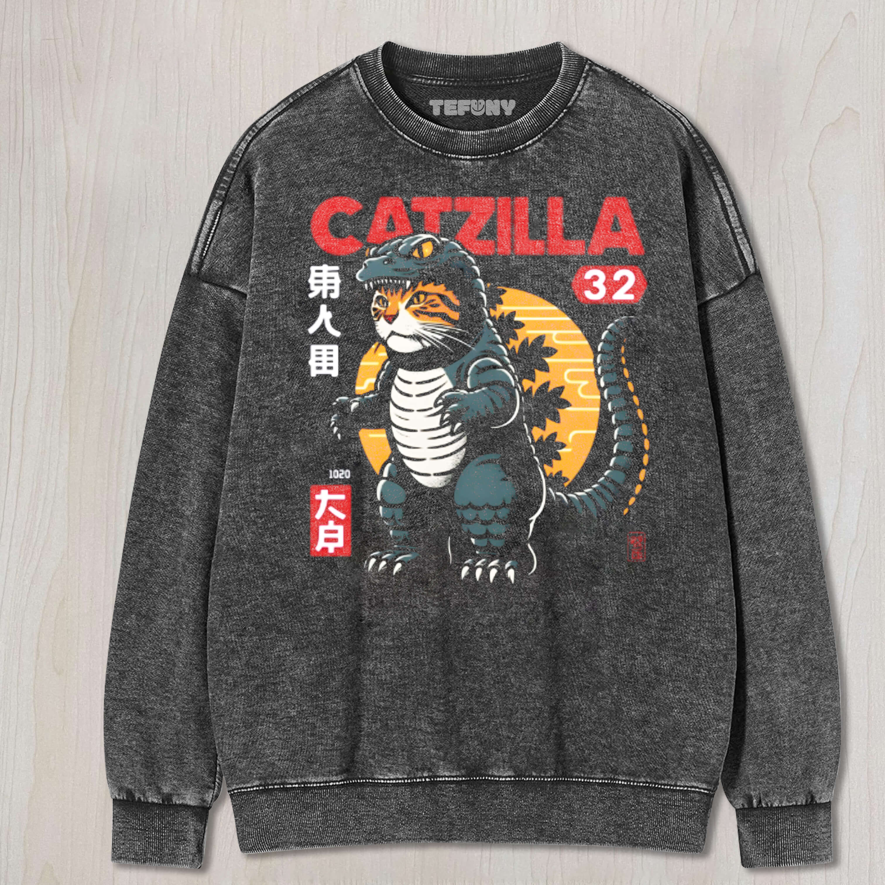 CATZILLA CAT KAIJU WRINKLE-RESISTANT CREWNECK TEE & SWEAT & HOOD
