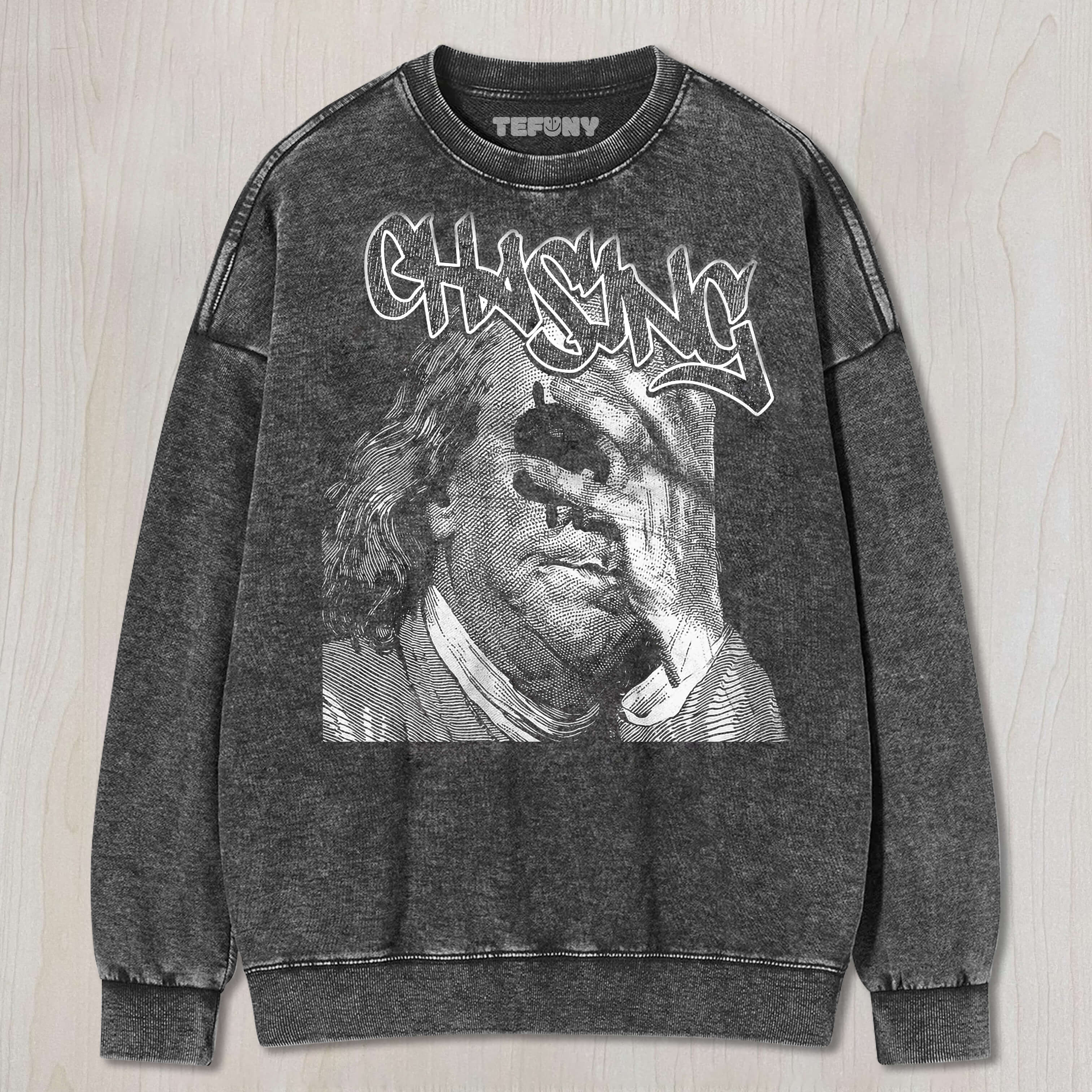 CHASE MONEY GRAPHIC WASHED DISTRESSED TEE & SWEAT & HOOD
