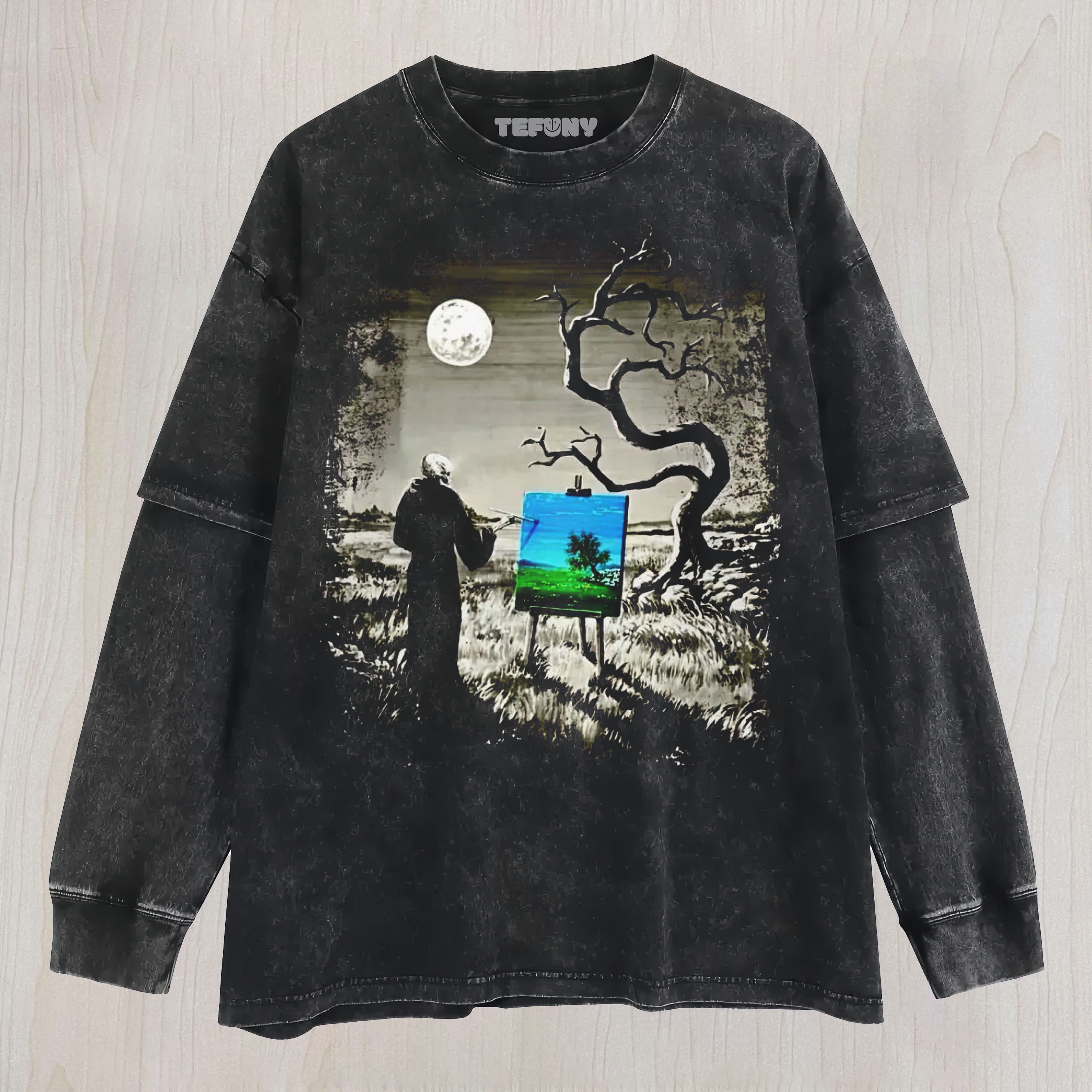 DARK GOTHIC LANDSCAPE PAINTING AESTHETIC UNISEX TEE, TANK TOP, LAYERED LS, SWEATSHIRT & HOODIE