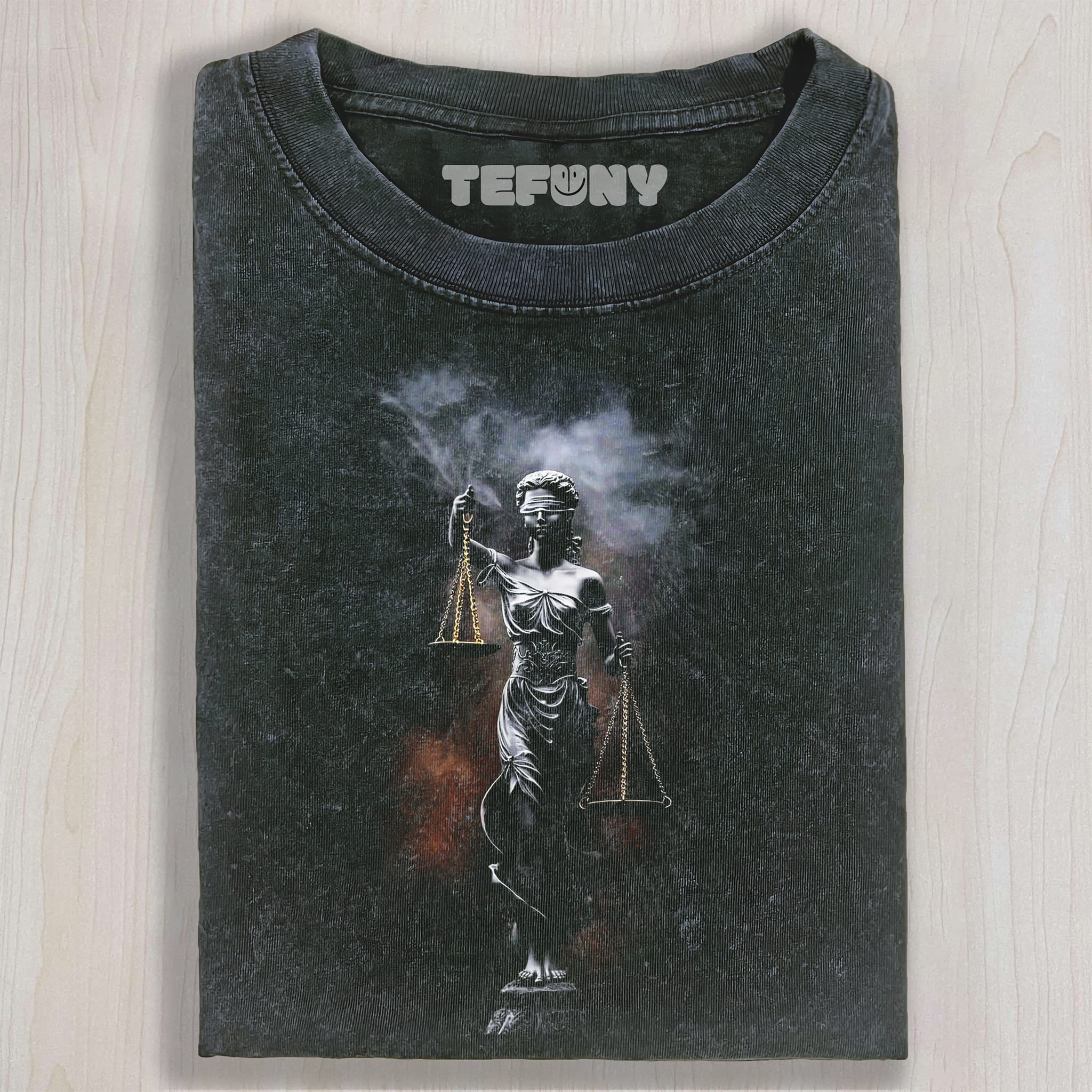 DARK STATUE LADY JUSTICE UNISEX TEE, TANK TOP, LAYERED LS, SWEATSHIRT & HOODIE