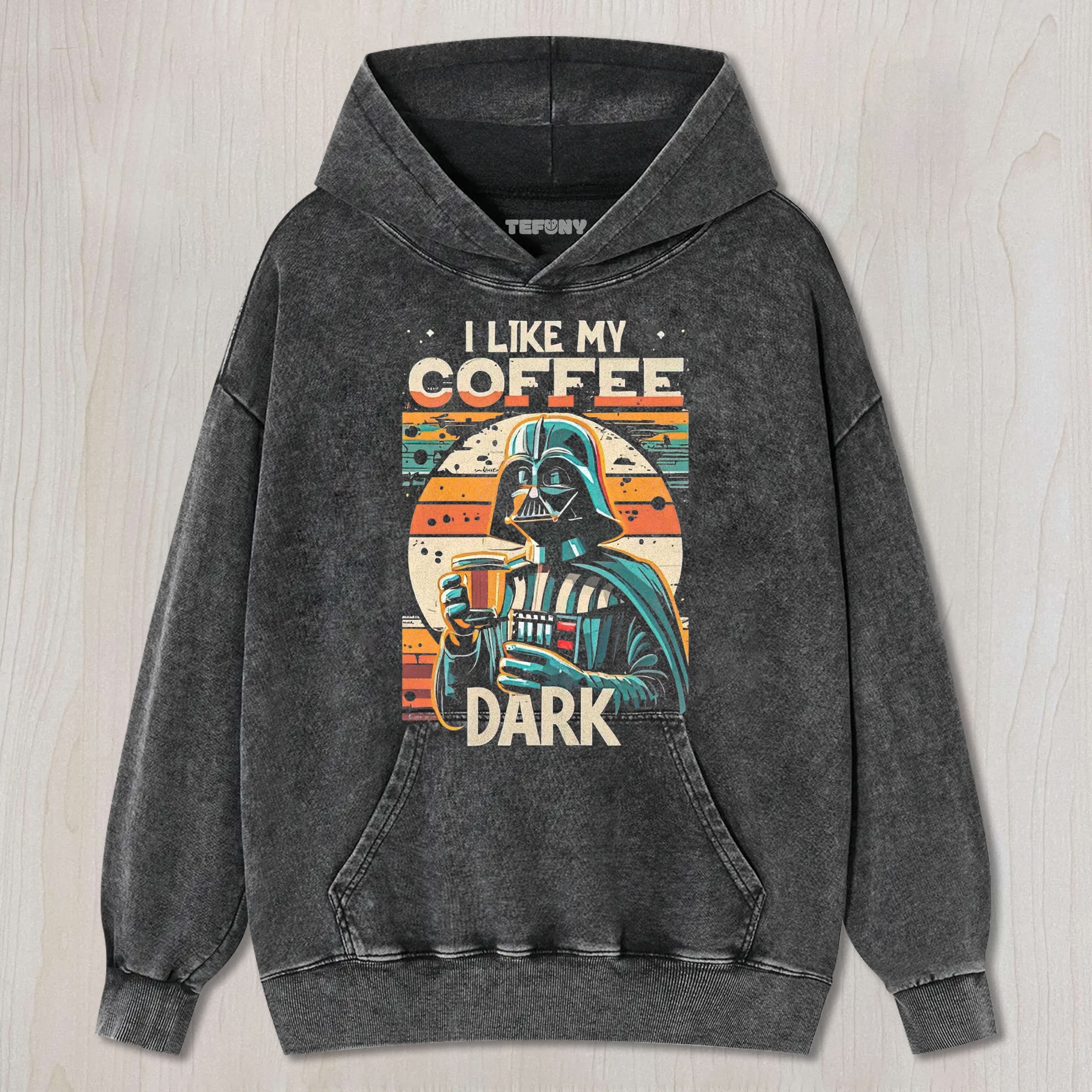 DARK VILLAIN COFFEE QUOTE GRAPHIC WASHED UNISEX TEE, TANK TOP, LAYERED LS, SWEATSHIRT & HOODIE