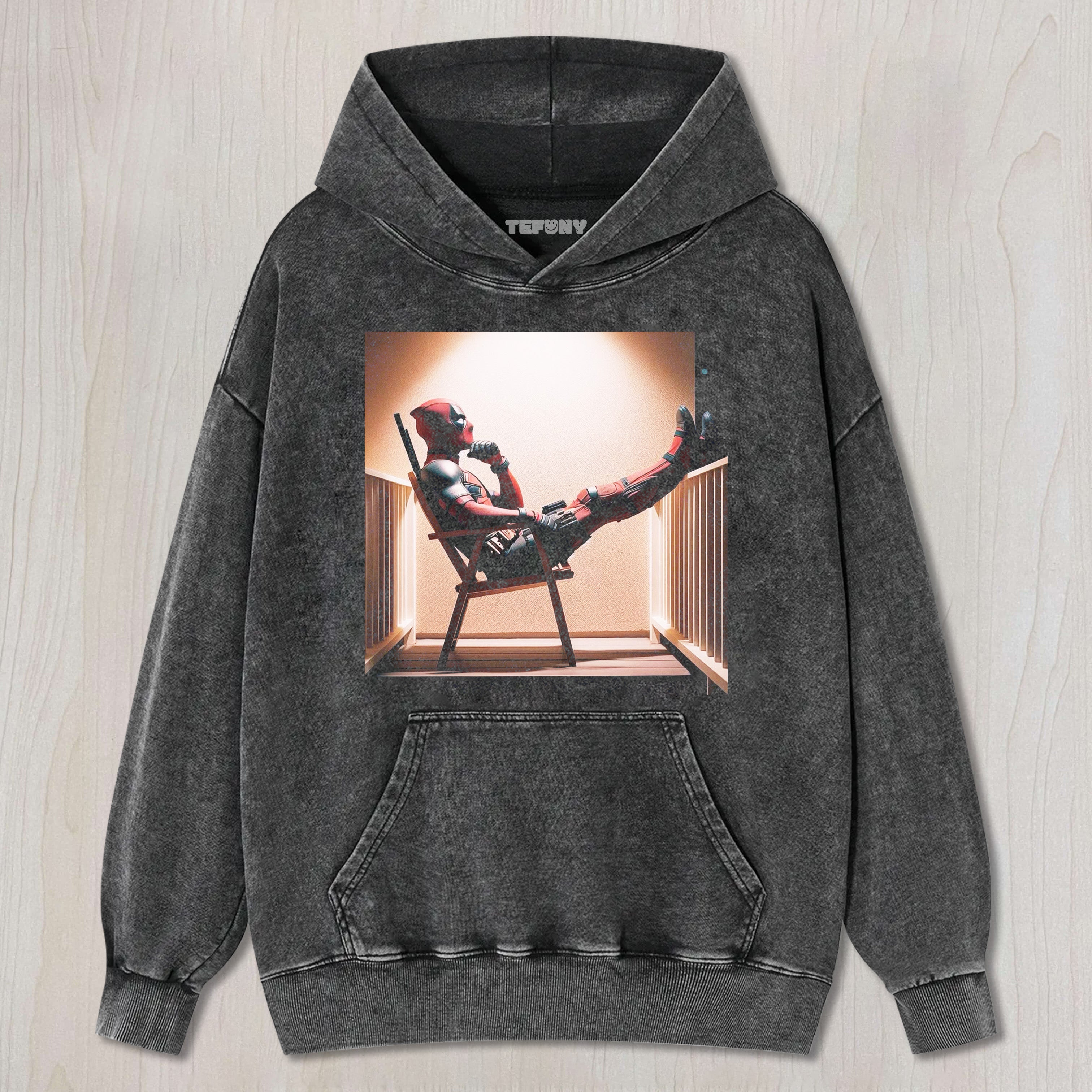 DEADPOOL SAT ON THE BALCONY RELAXING T-SHIRT & LONG SLEEVES & HOODIES