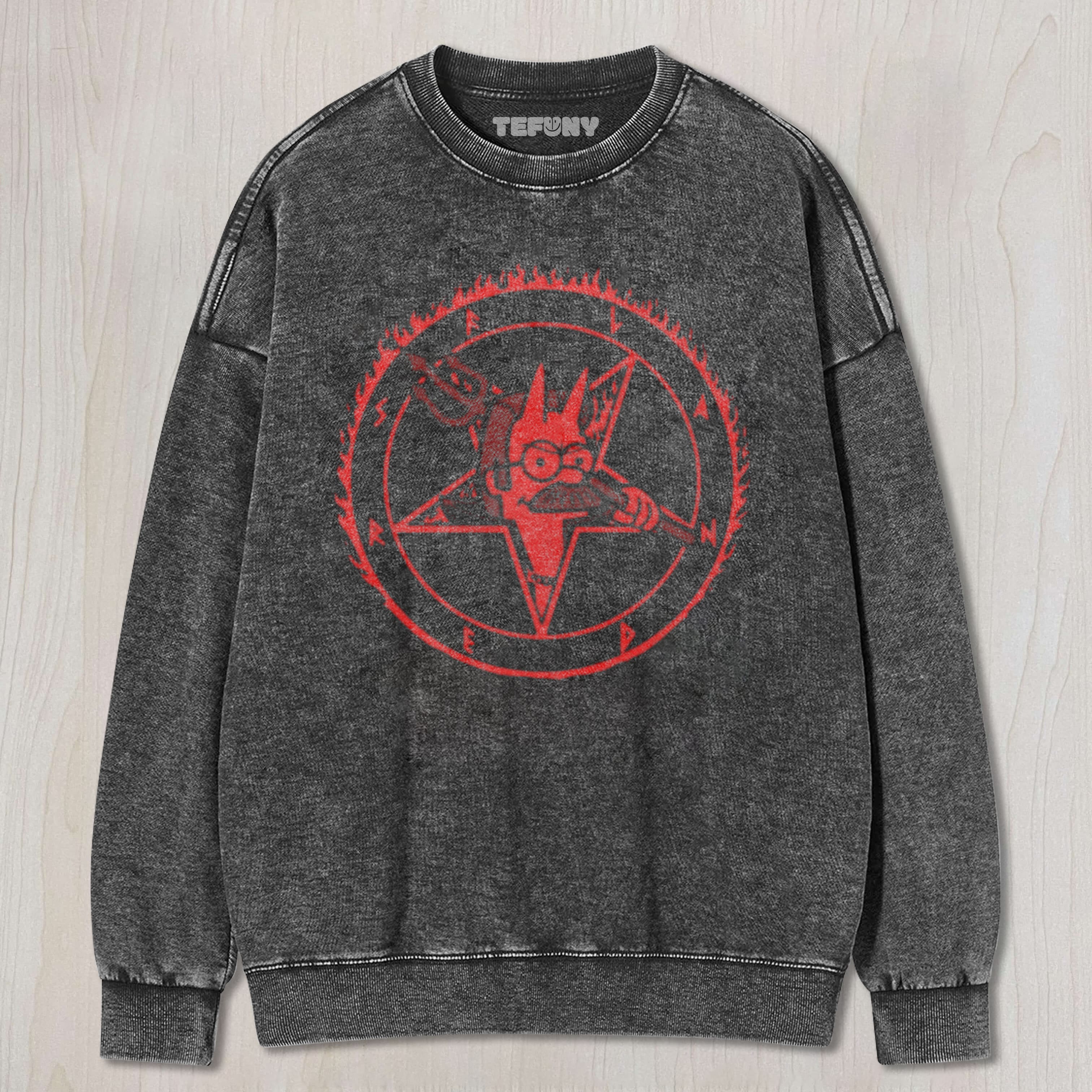 DEVIL PARODY GRAPHIC WASHED TEE & SWEAT & HOOD